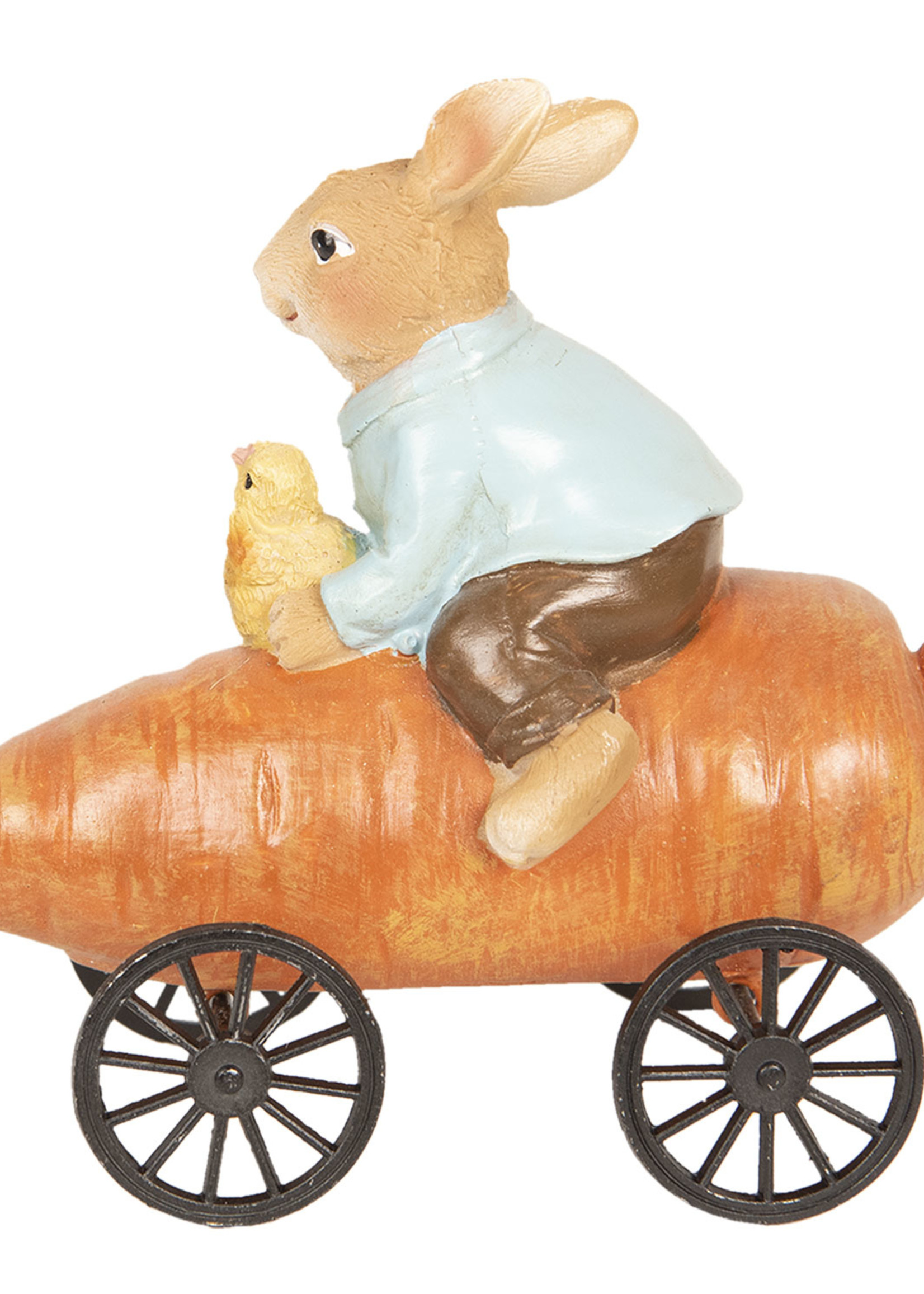 Clayre & Eef Decoratie konijn op wortel 12*6*11 cm 6PR2592