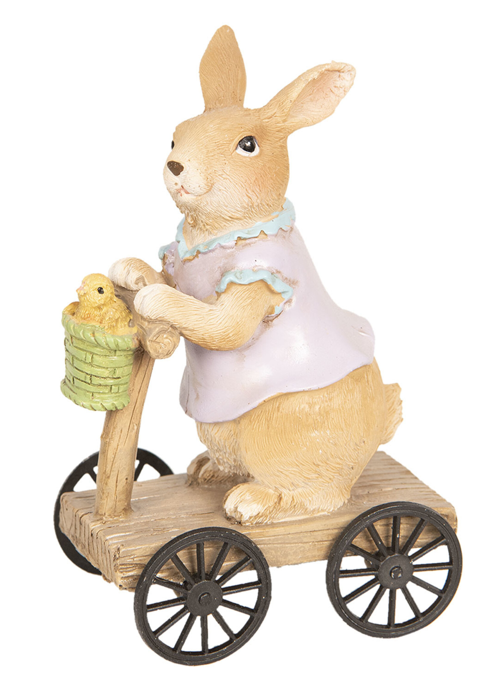 Clayre & Eef Decoratie konijn op autoped 8*5*13 cm 6PR2593