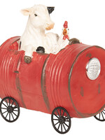 Clayre & Eef Décoration vache et poule dans un tonneau 13*9*14 cm 6PR2613