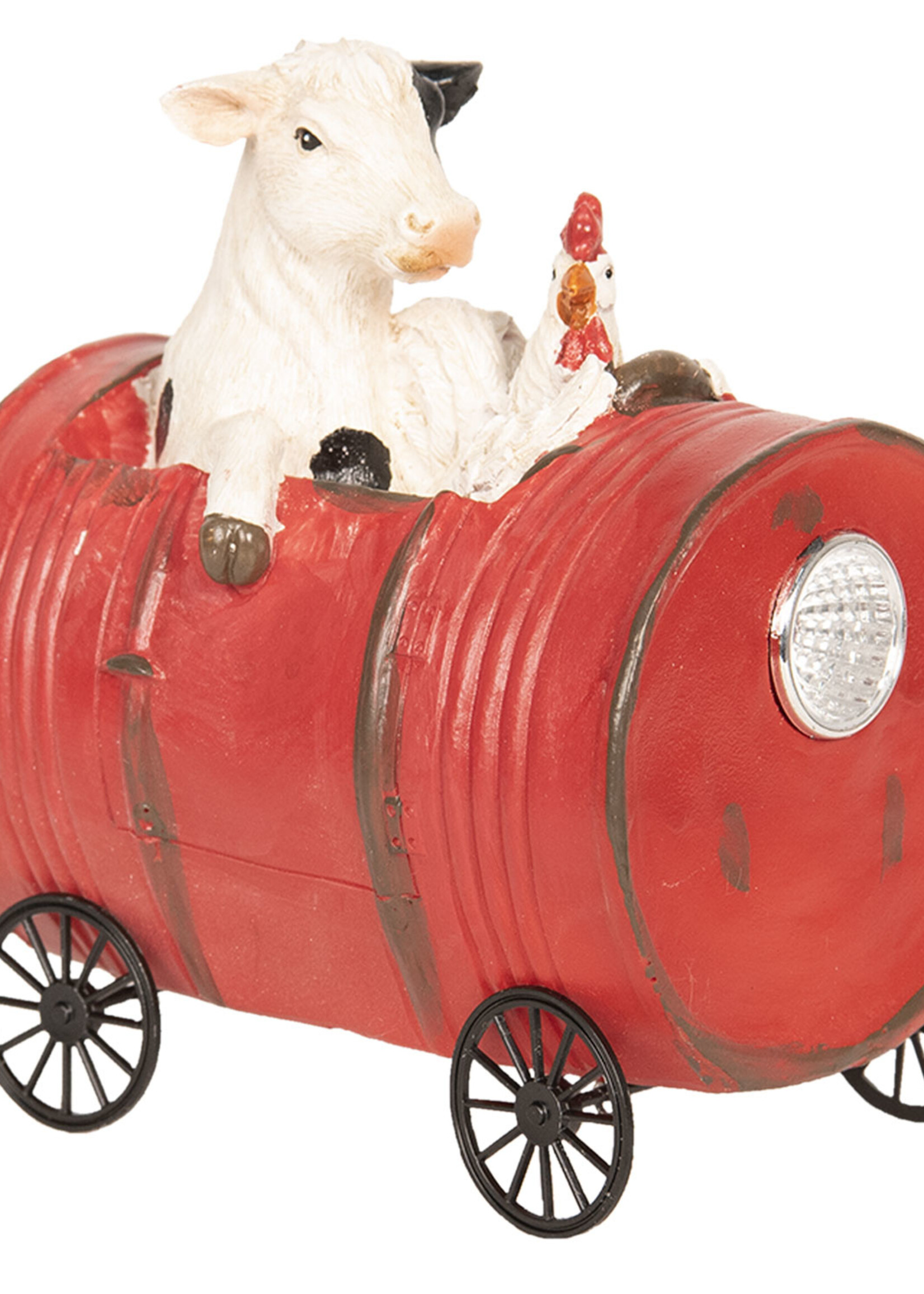 Clayre & Eef Decoratie koe en kip in vat 13*9*14 cm 6PR2613