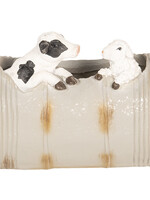 Clayre & Eef Decoratie koe en schaap in vat 20*13*16 cm 6PR2616