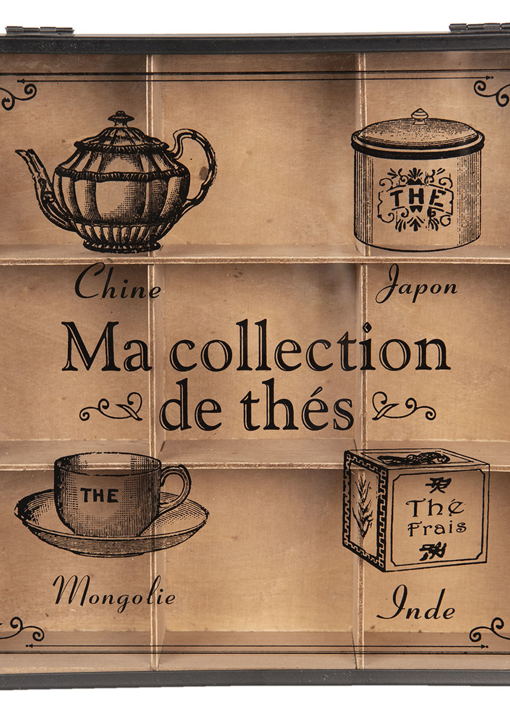 Clayre & Eef Theedoos (9 vaks) 24*24*7 cm 6H1799