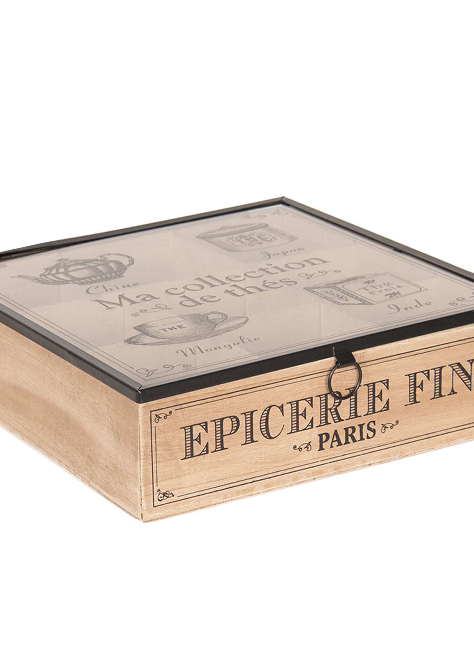 Clayre & Eef Theedoos (9 vaks) 24*24*7 cm 6H1799