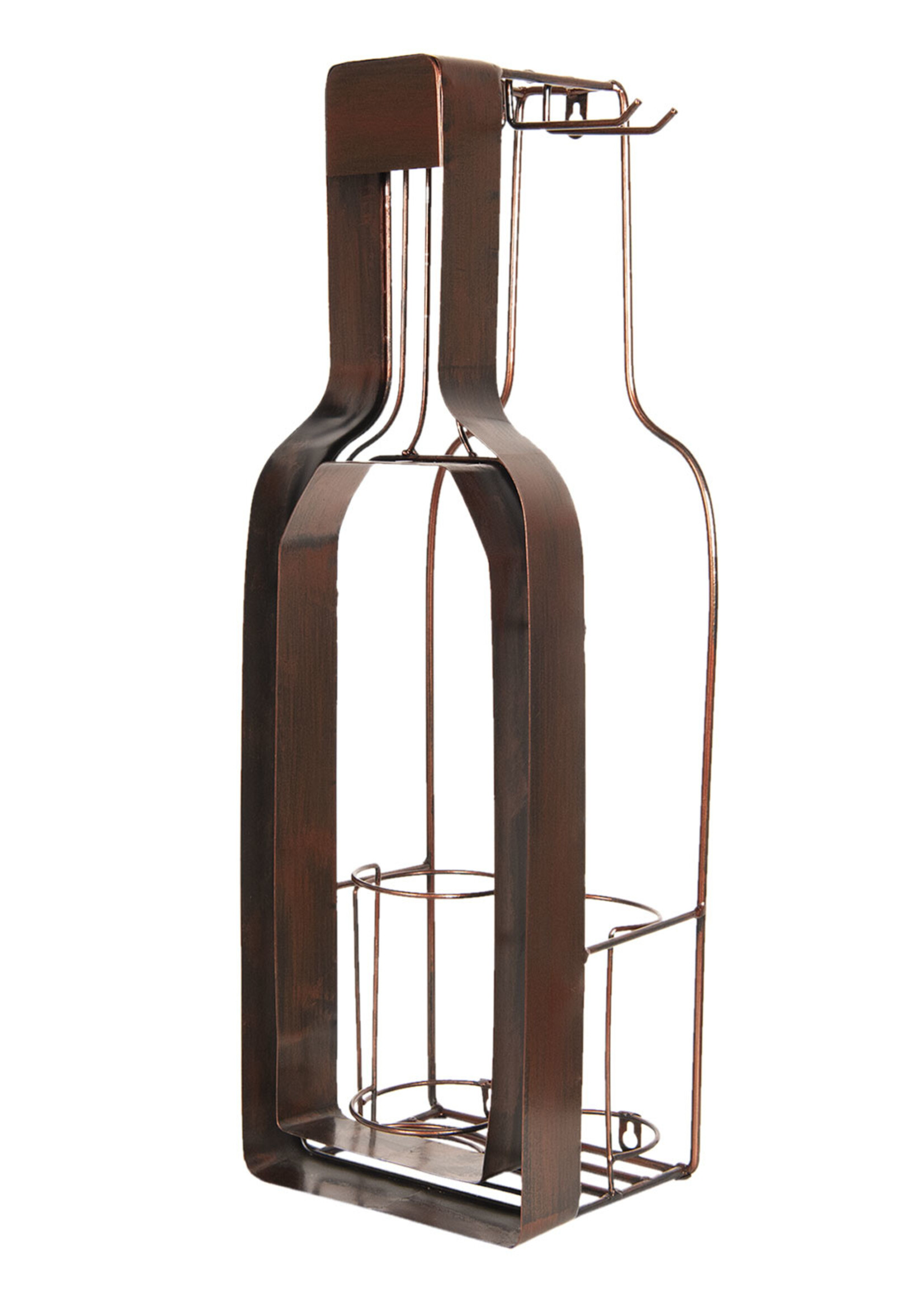 Clayre & Eef Porte-bouteille avec porte bouchon et porte-verr 20*17*63 cm 5Y0630