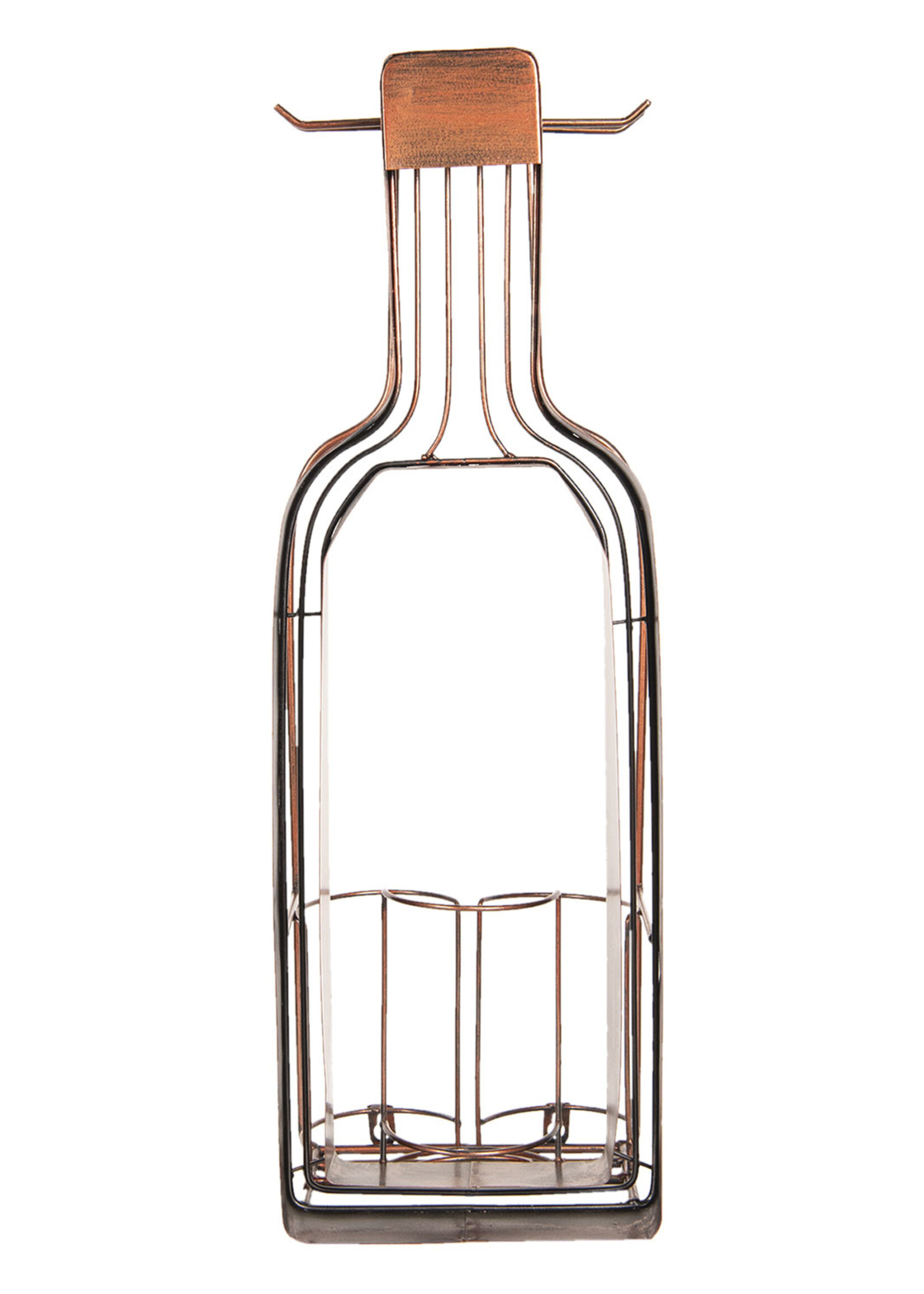 Clayre & Eef Porte-bouteille avec porte bouchon et porte-verr 20*17*63 cm 5Y0630