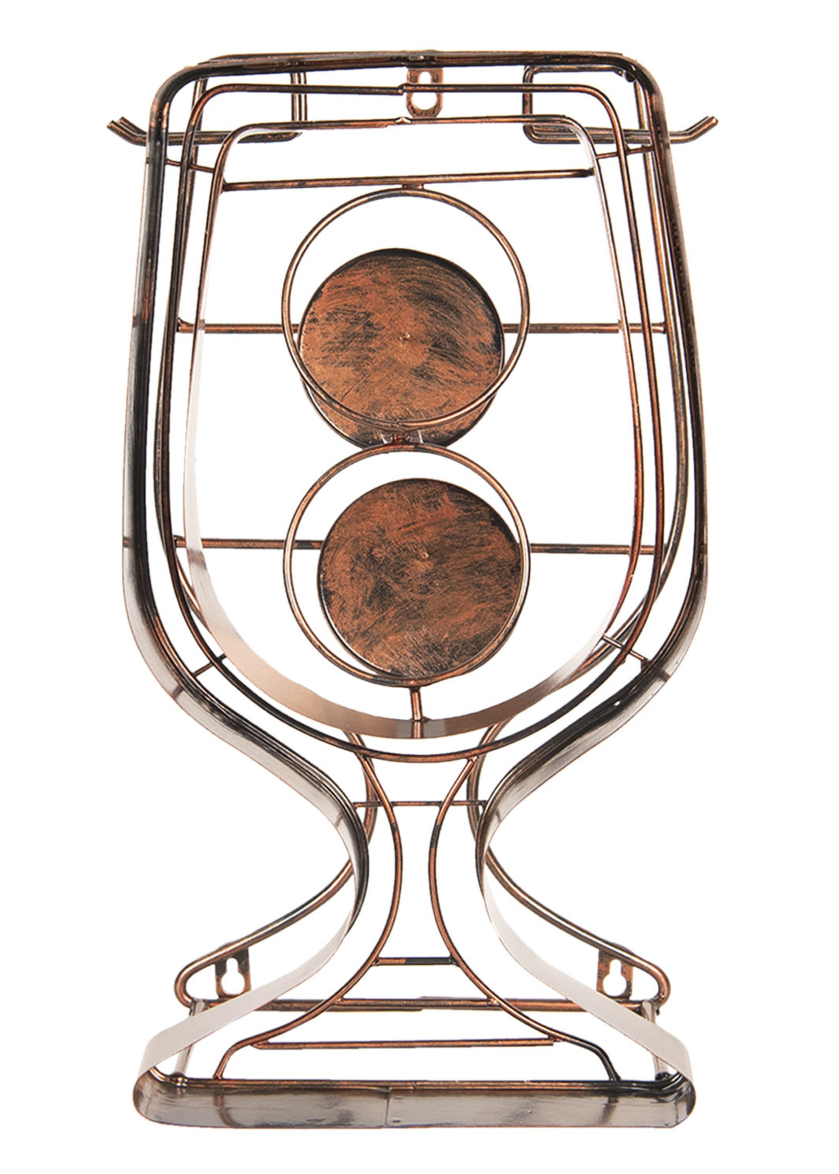 Clayre & Eef Porte-bouteille avec porte bouchon et porte-verre 24*17*42cm 6Y3378