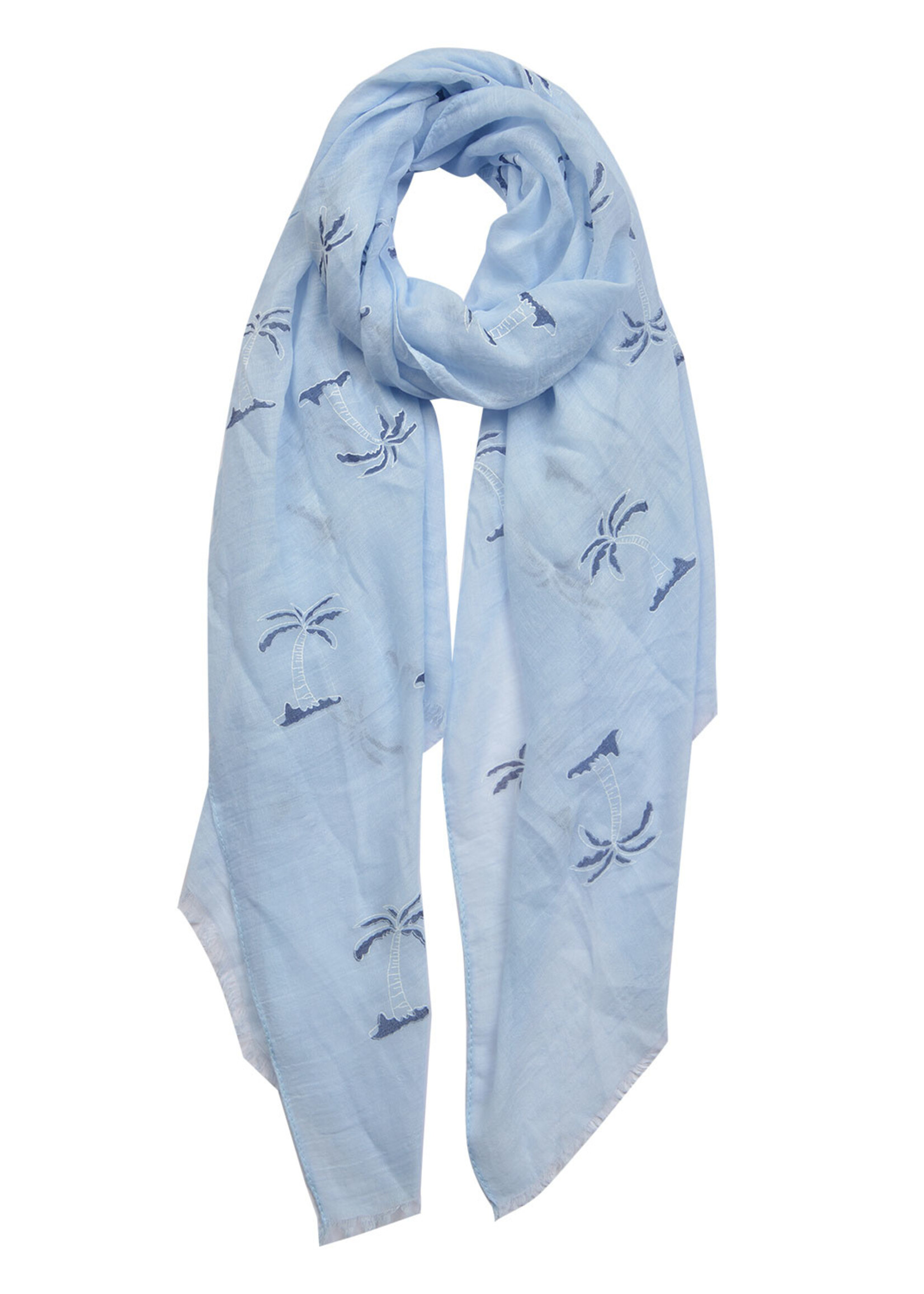 Clayre & Eef Sjaal 70*180 cm blauw JZSC0425BL