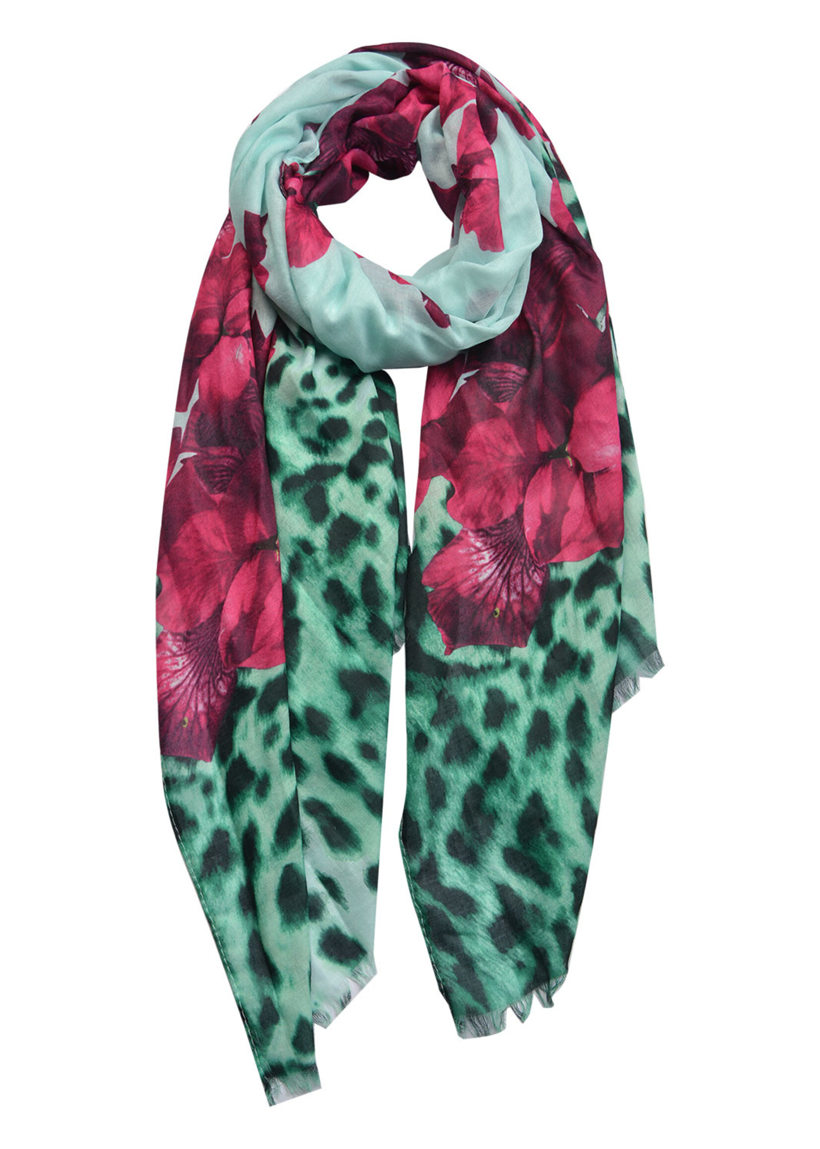 Clayre & Eef Sjaal 70*180 cm groen JZSC0430GR