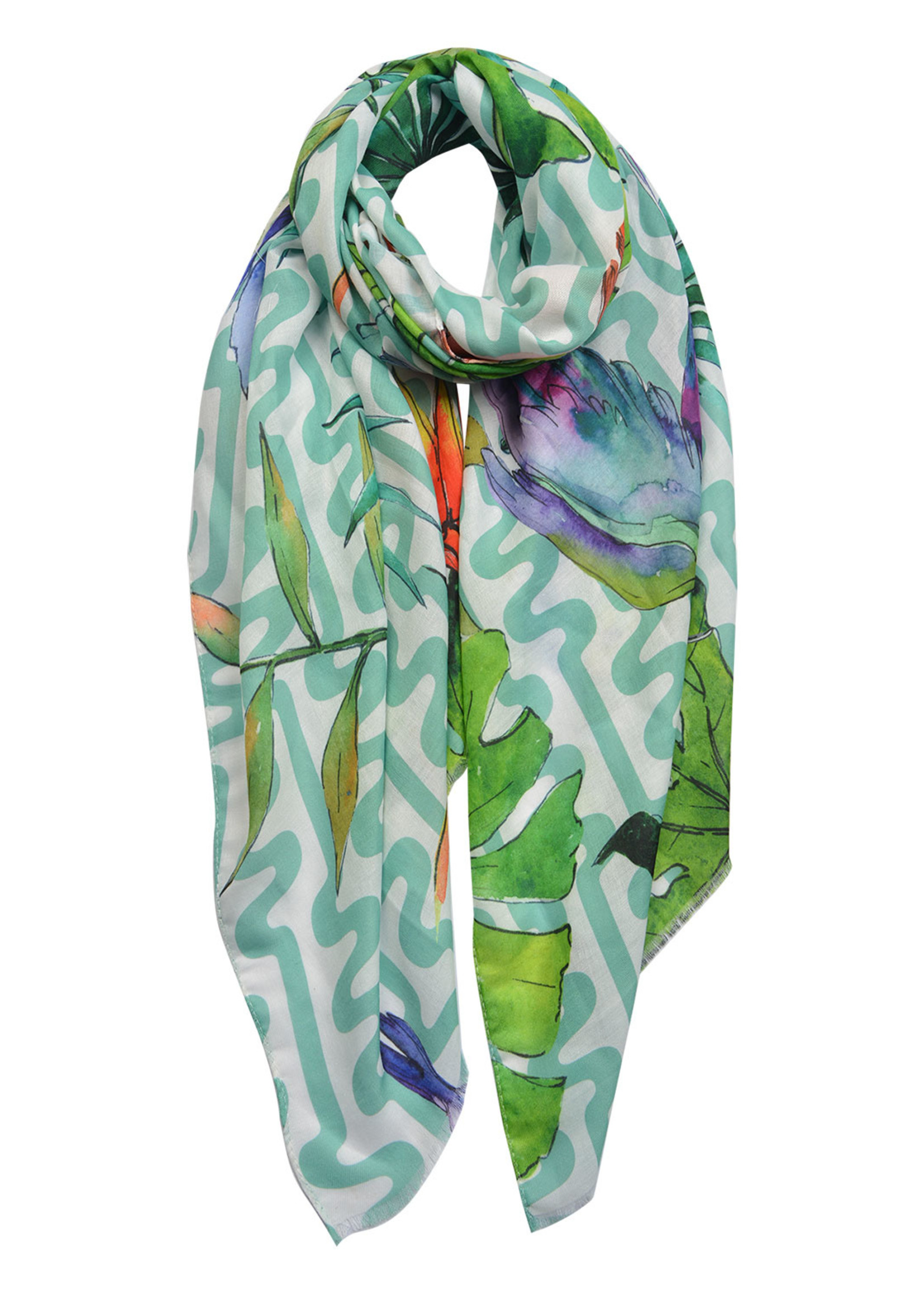 Clayre & Eef Sjaal 70*180 cm groen JZSC0431