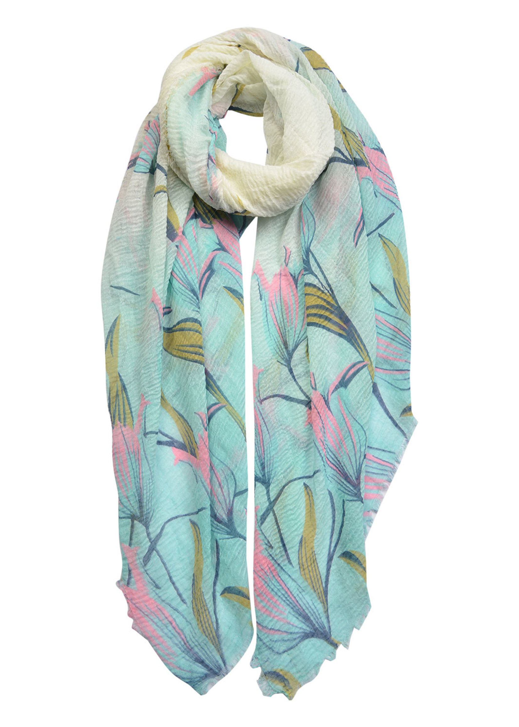 Clayre & Eef Sjaal 90*180 cm blauw JZSC0437BL