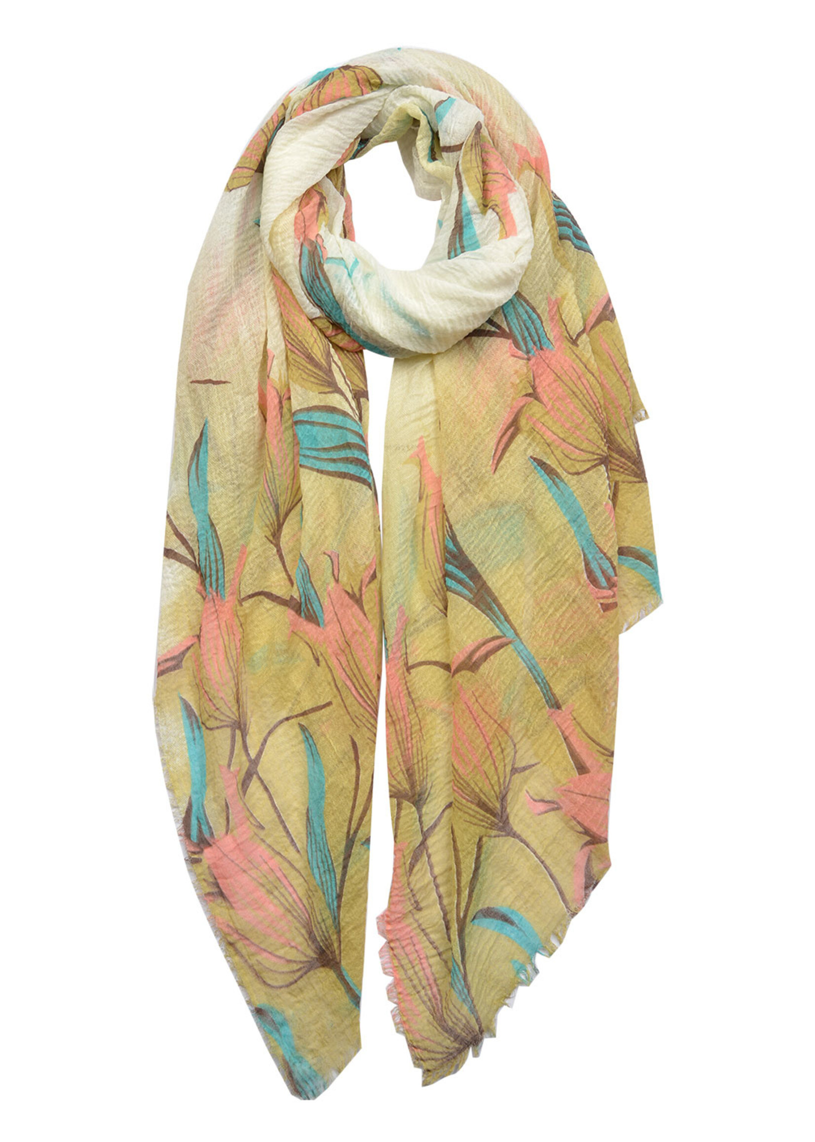 Clayre & Eef Écharpe 90*180 cm jaune JZSC0437Y