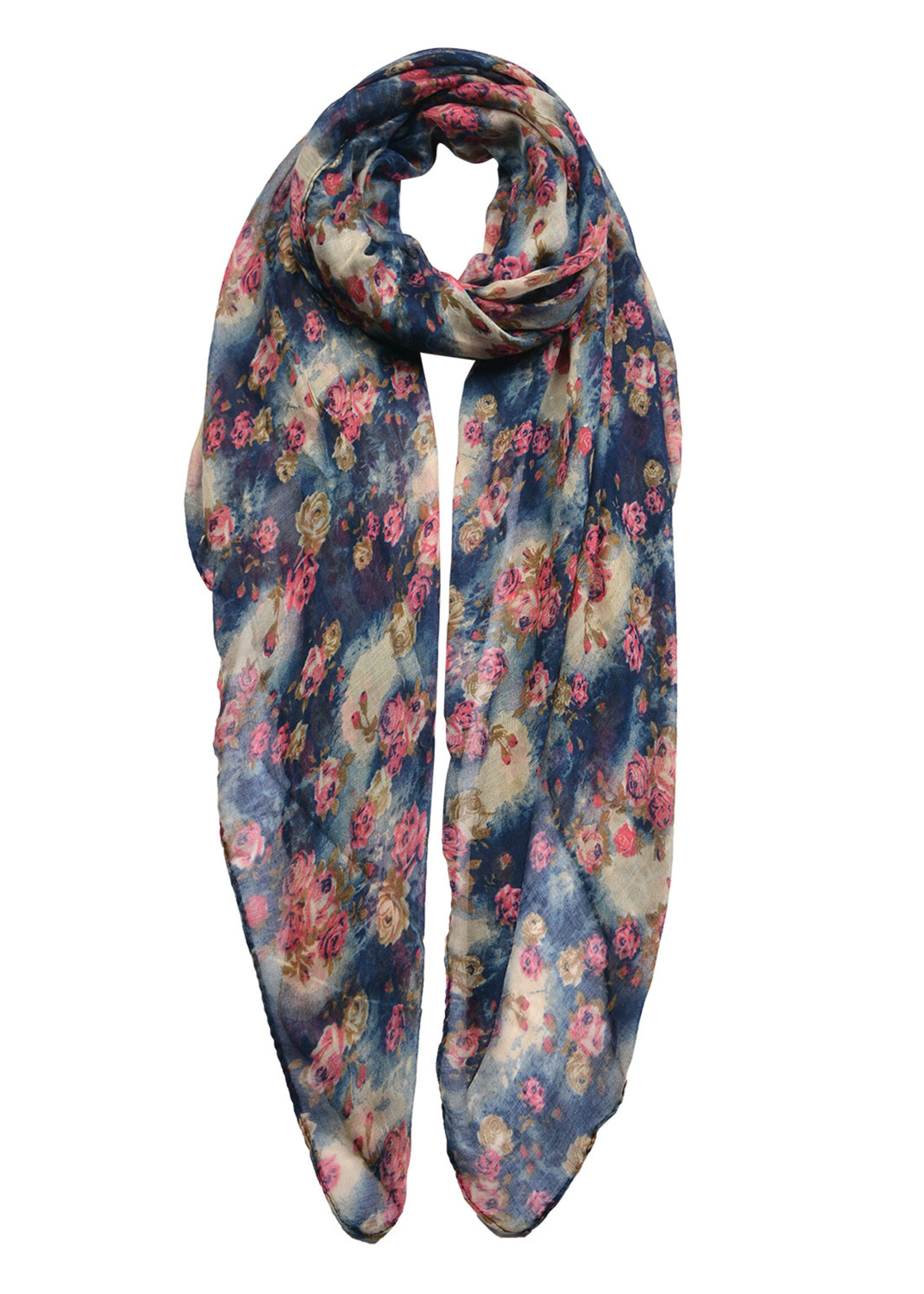 Clayre & Eef Écharpe 80*180 cm bleu JZSC0453BL