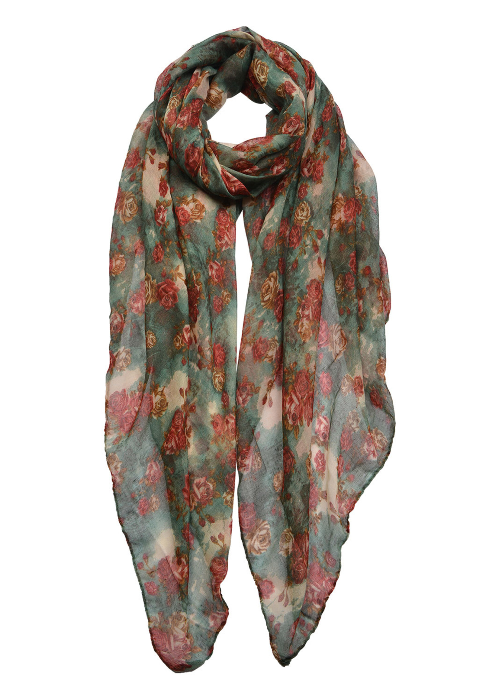 Clayre & Eef Sjaal 80*180 cm groen JZSC0453GR