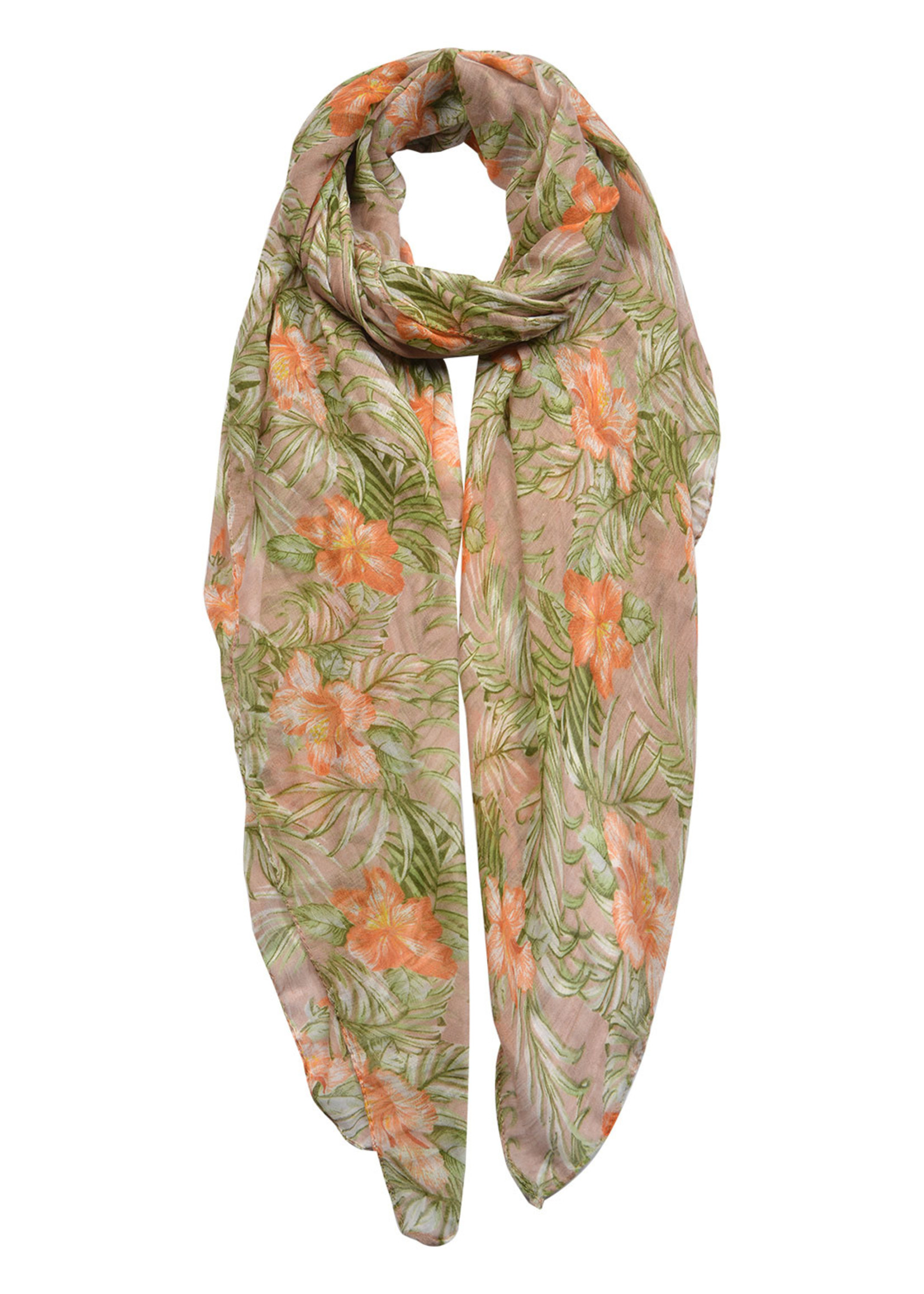 Clayre & Eef Sjaal 80*180 cm kaki JZSC0454KH