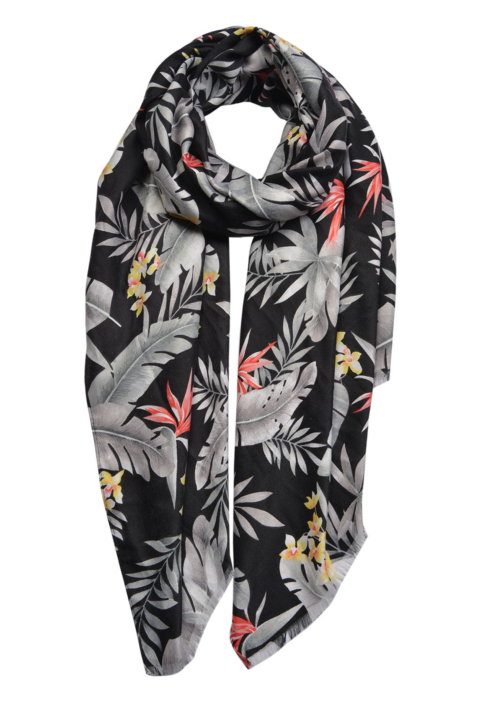 Clayre & Eef Sjaal 80*180 cm zwart JZSC0463Z