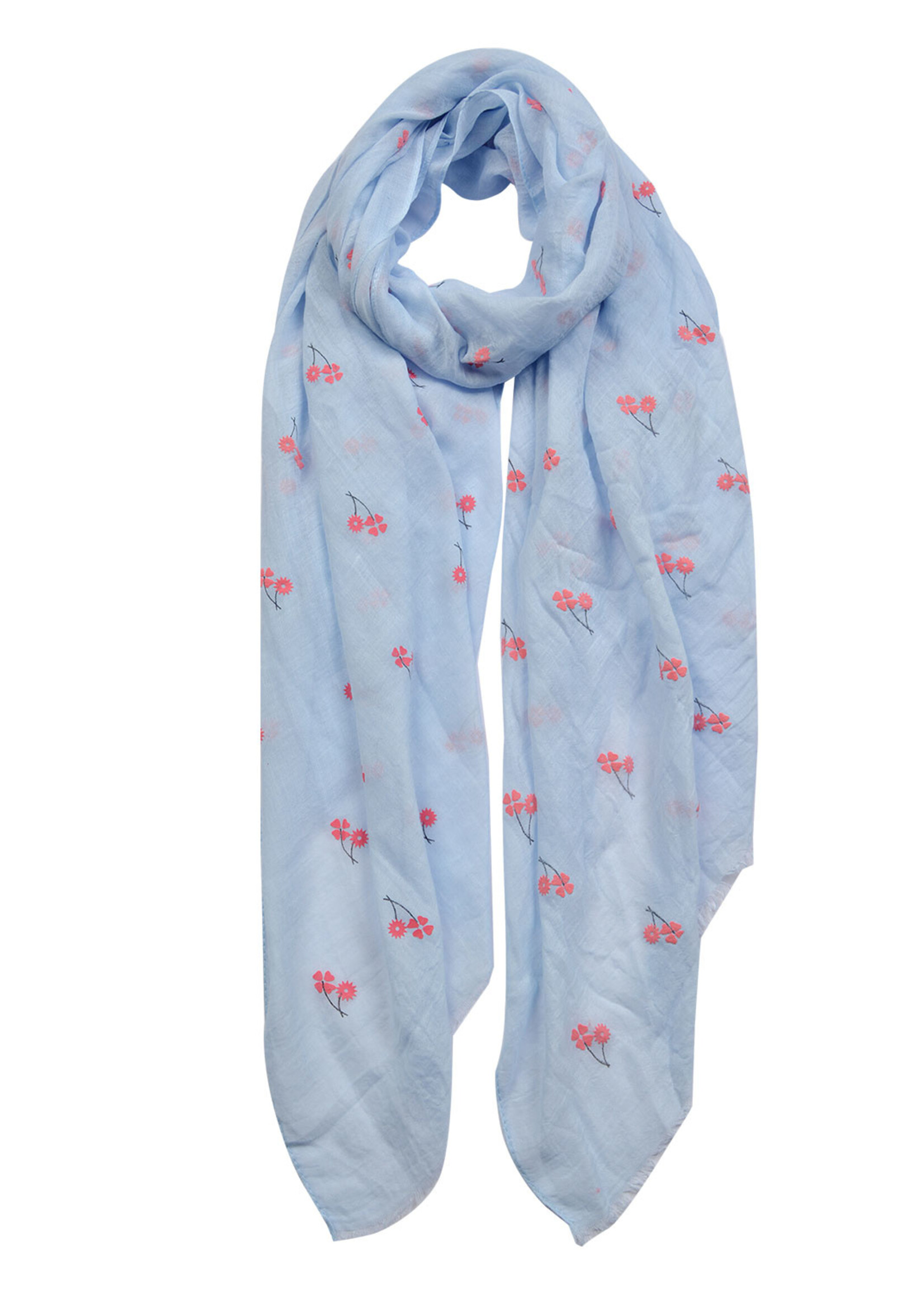 Clayre & Eef Écharpe 70*180 cm bleu MLSC0385BL