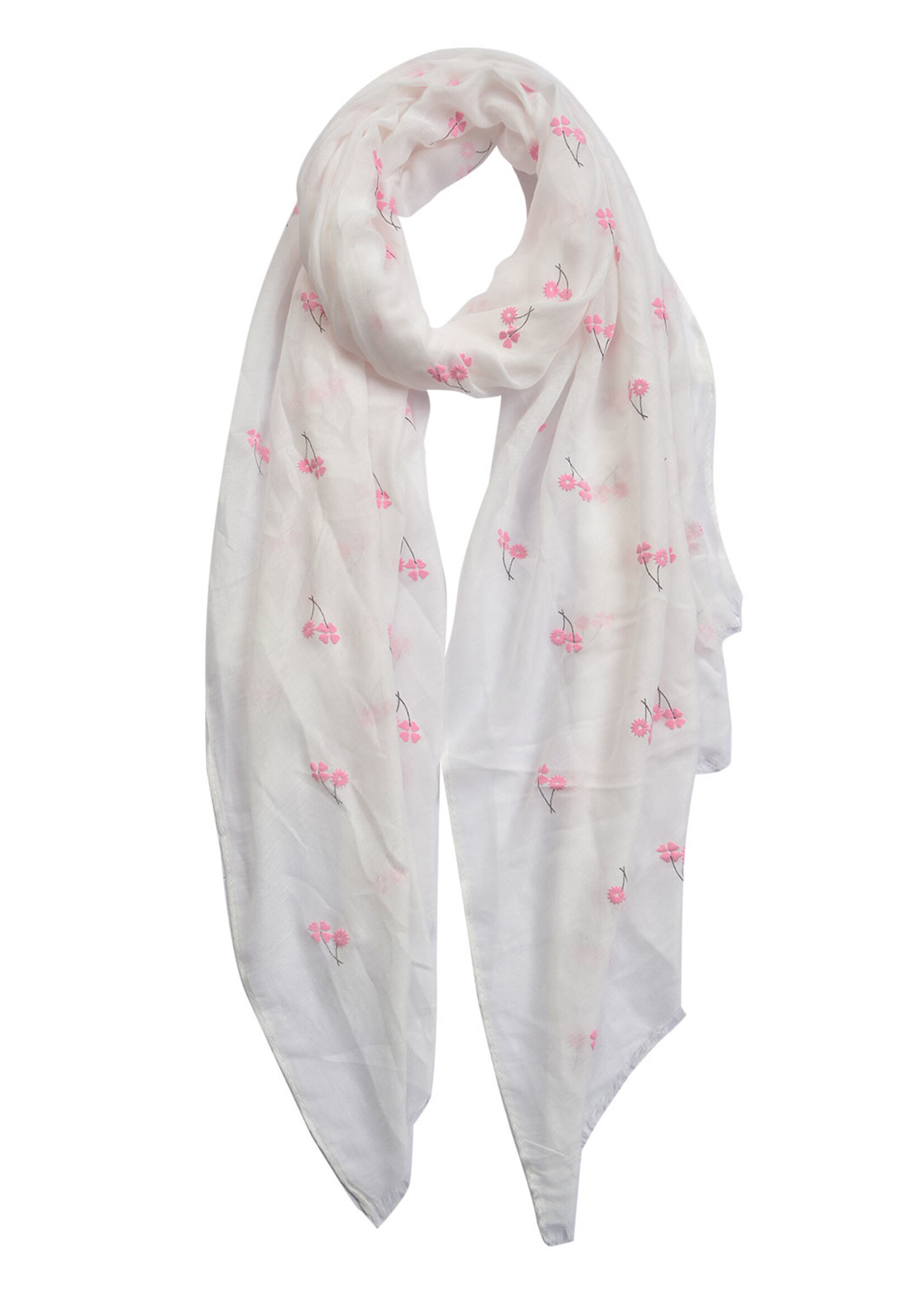 Clayre & Eef Sjaal 70*180 cm wit MLSC0385W