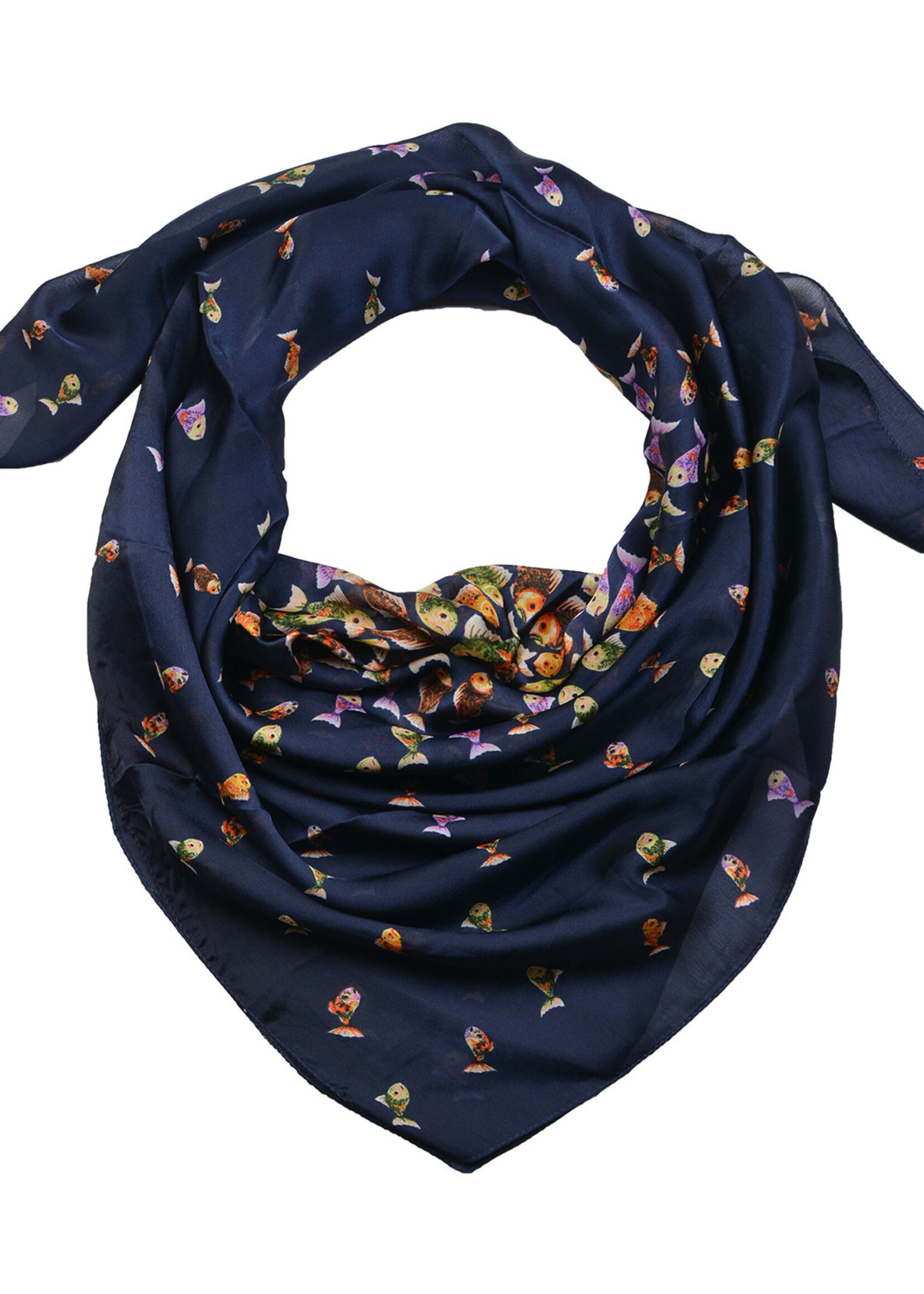 Clayre & Eef Écharpe 110*110 cm bleu MLSC0419BL