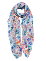 Clayre & Eef Écharpe 90*180 cm bleu MLSC0428