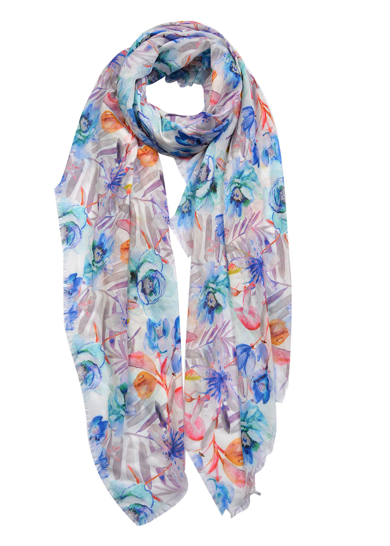 Clayre & Eef Sjaal 90*180 cm blauw MLSC0428