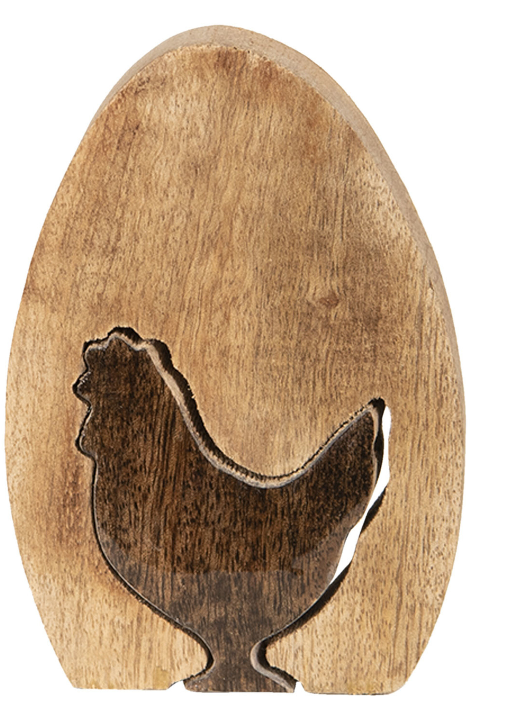 Clayre & Eef Decoratie ei met kip 12*2*8 cm 6H1769S