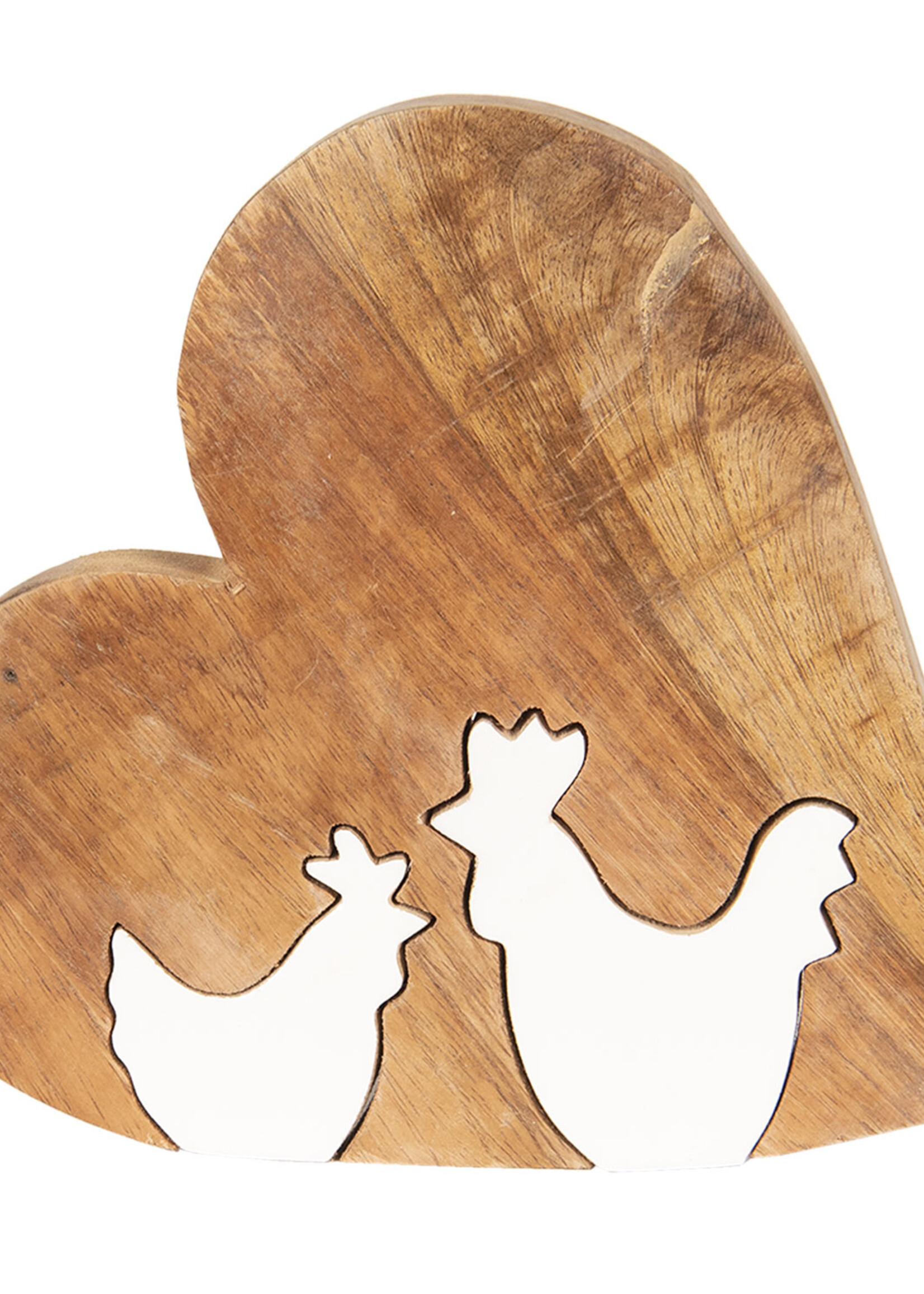 Clayre & Eef Décoration coeur avec poule 16*2*15 cm 6H1771S