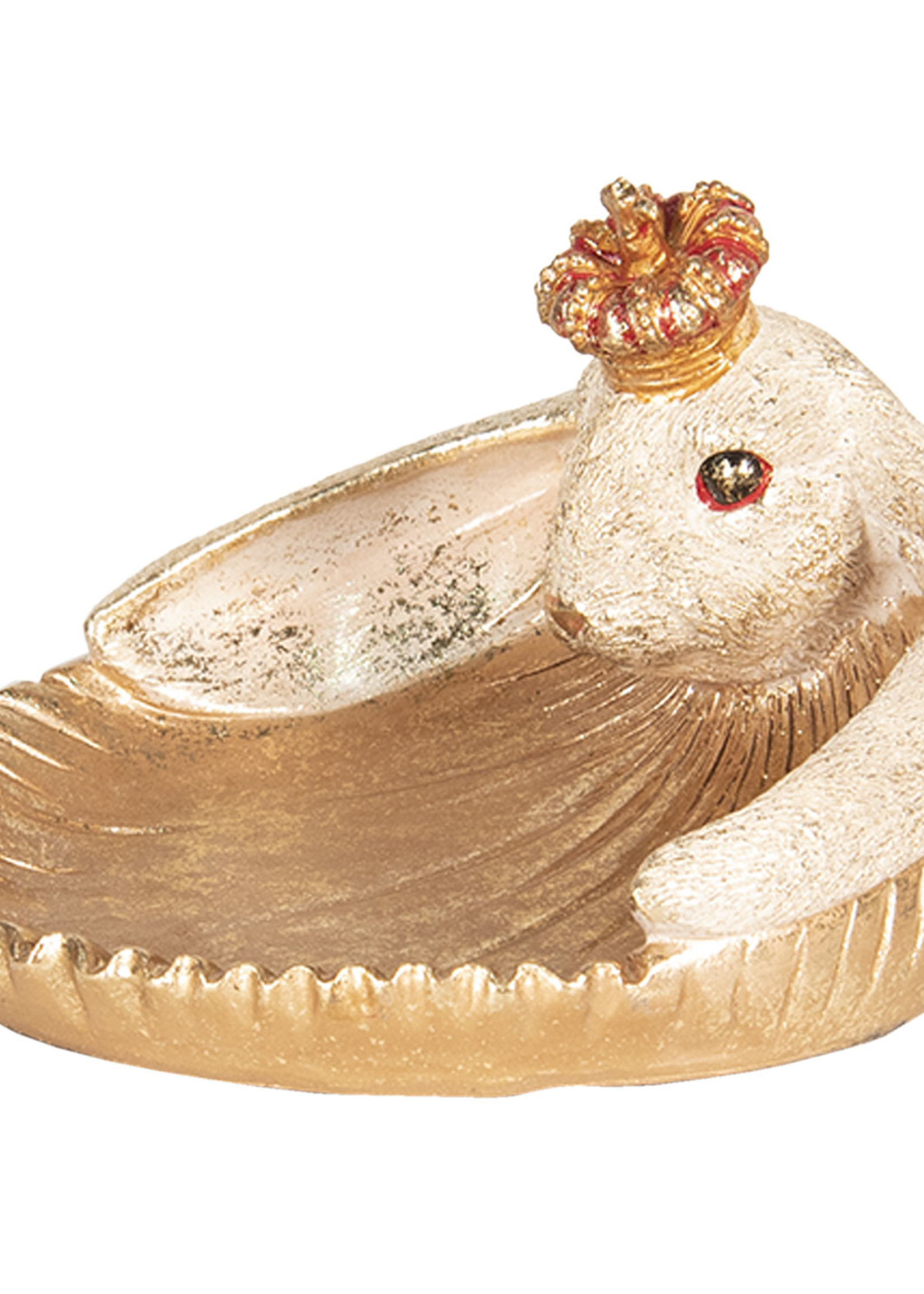 Clayre & Eef Décoration lapin avec plat 19*16*11 cm 6PR2523