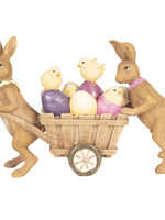 Clayre & Eef Décoration lapins avec chariot 21*6*14 cm 6PR2643