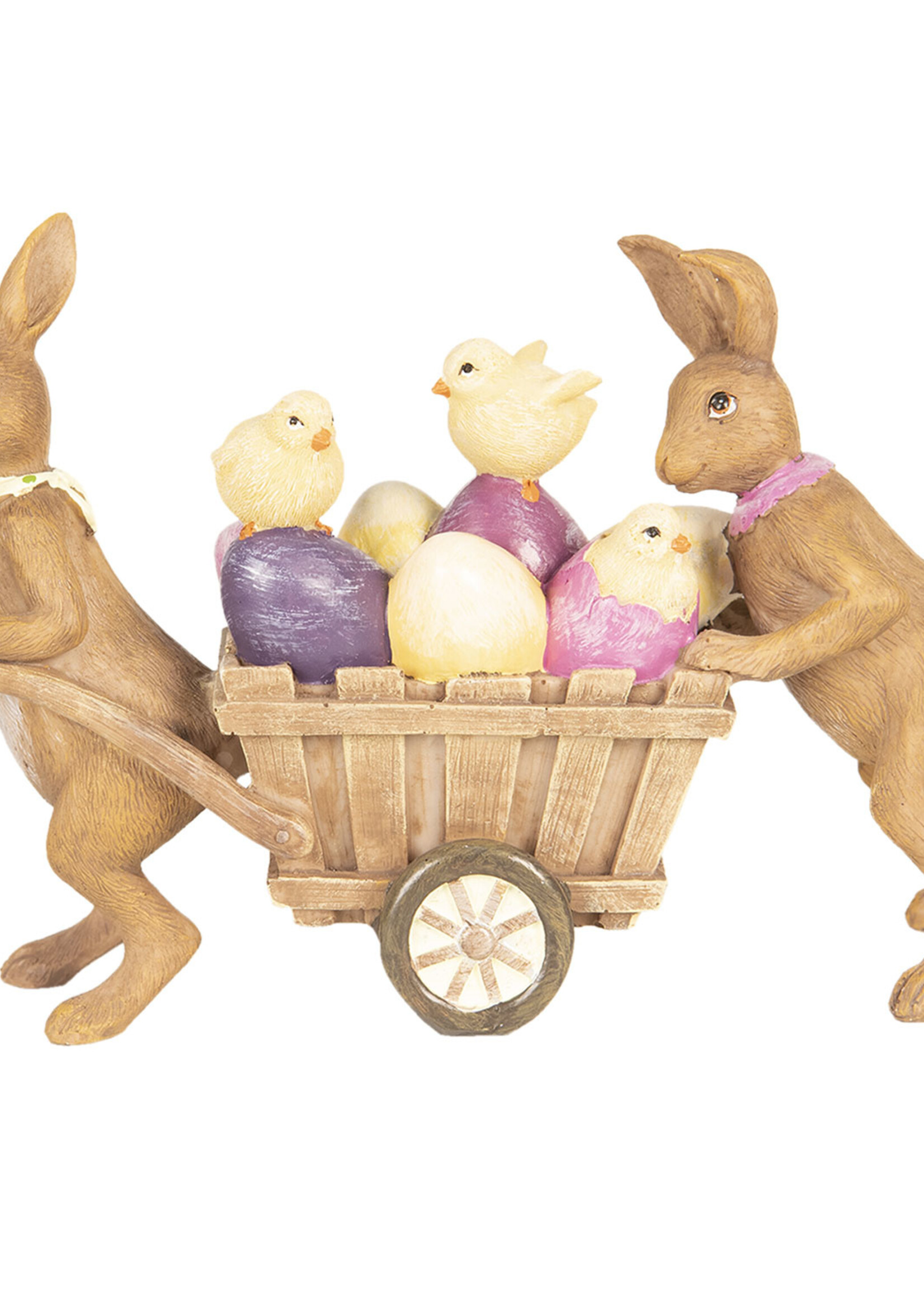 Clayre & Eef Décoration lapins avec chariot 21*6*14 cm 6PR2643