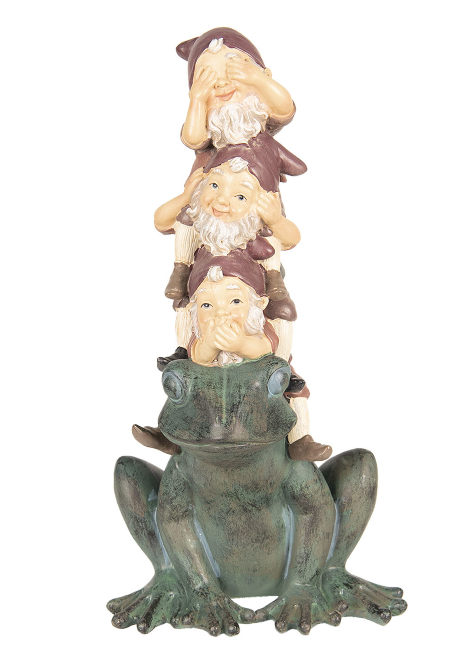 Clayre & Eef Decoratie kabouters op kikker 18*16*35 cm 6PR2646