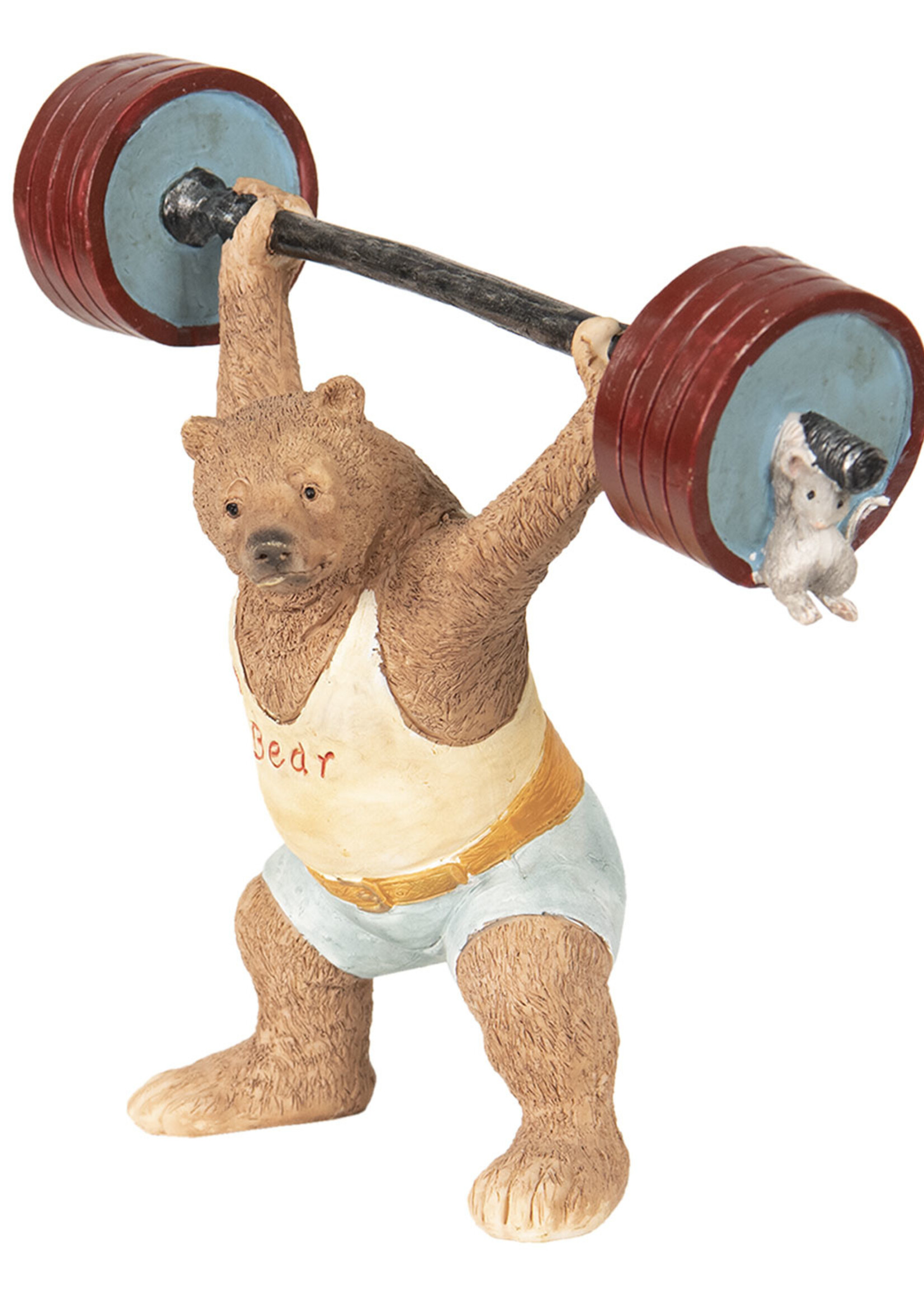 Clayre & Eef Decoratie beer gewichtheffen 21*9*18 cm 6PR2575