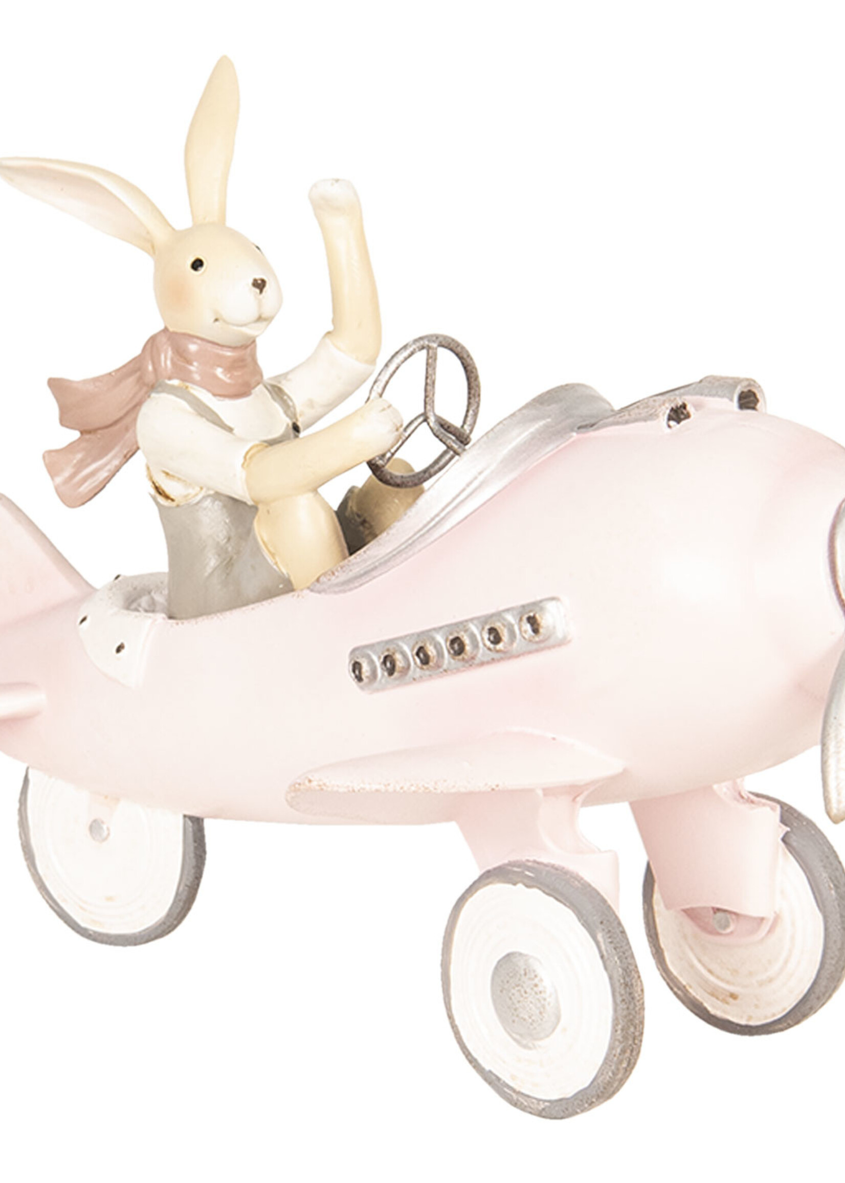 Clayre & Eef Décoration lapin en avion 25*17*18 cm 6PR2634