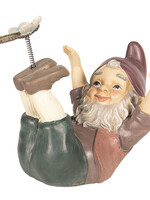 Clayre & Eef Decoratie kabouter liggend met libelle 15*12*13 cm 6PR2647