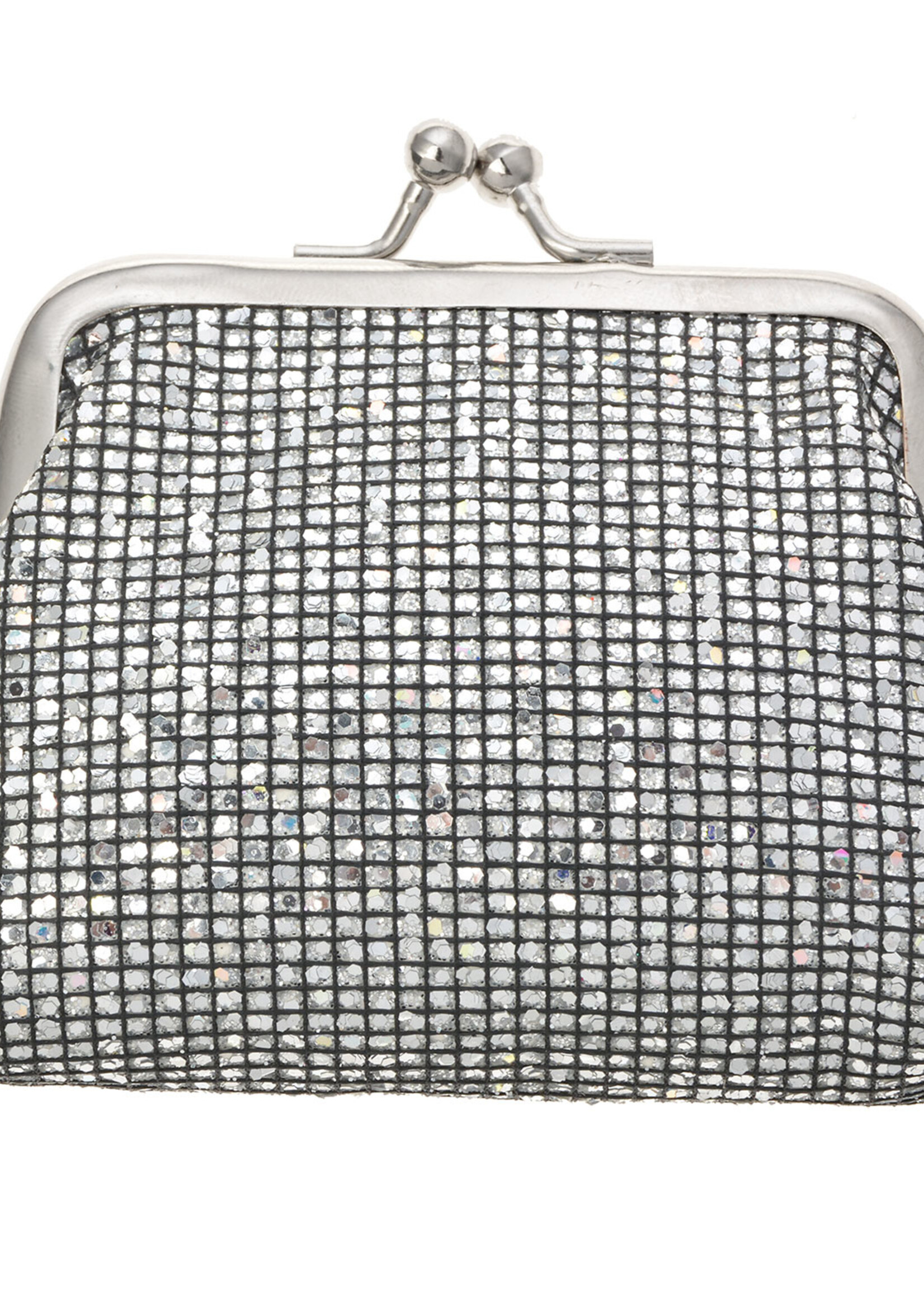 Clayre & Eef Portemonnee 8*9 cm zilverkleurig MLPU0297