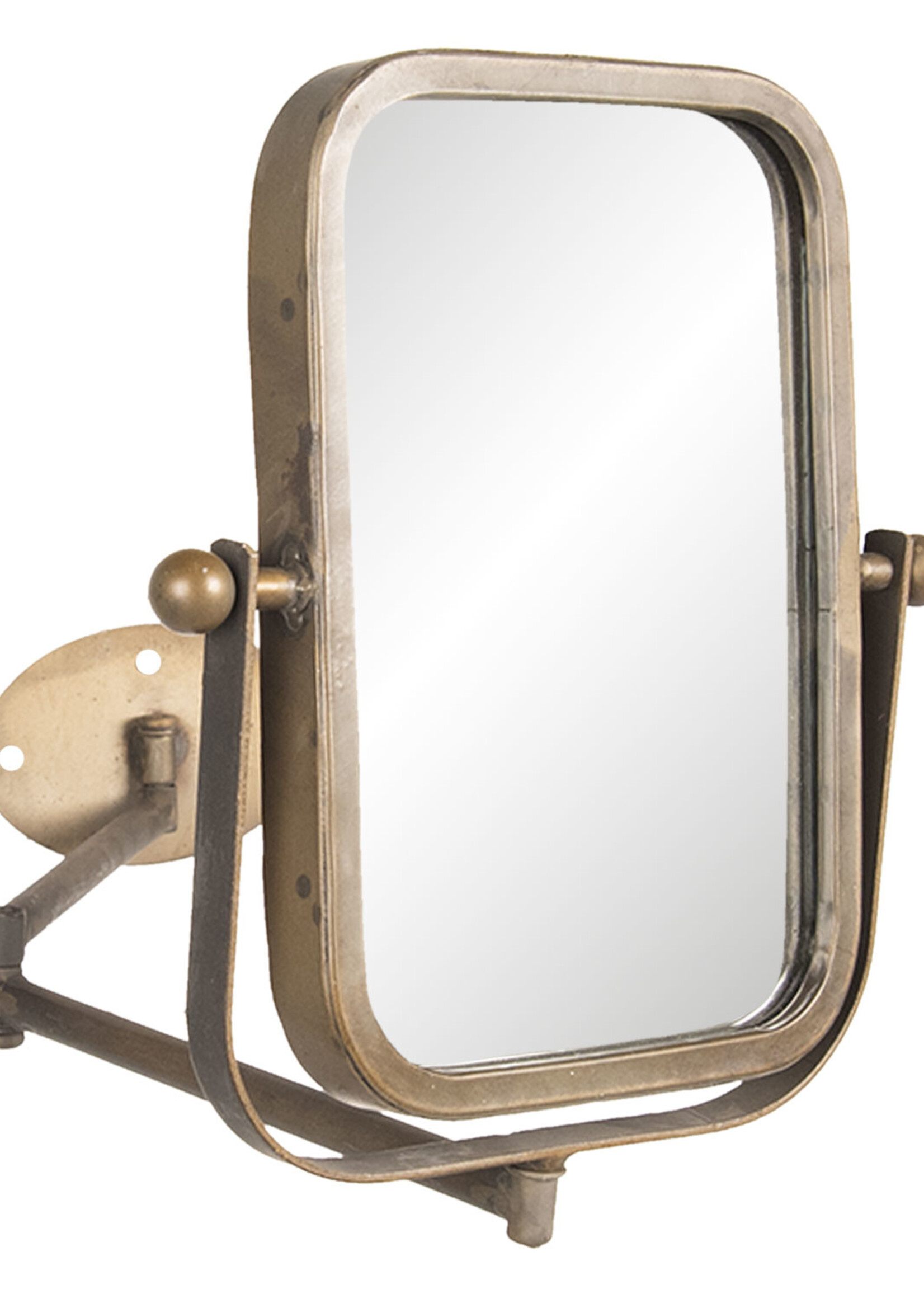 Clayre & Eef Miroir tournant avec support mural noir 34*2*35 cm 62S164