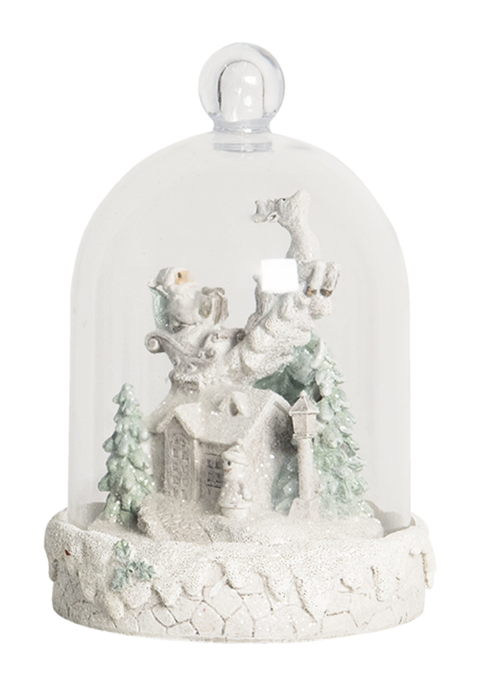 Clayre & Eef Cloche de verre avec décoration Ø 13*18 cm 6GL2619