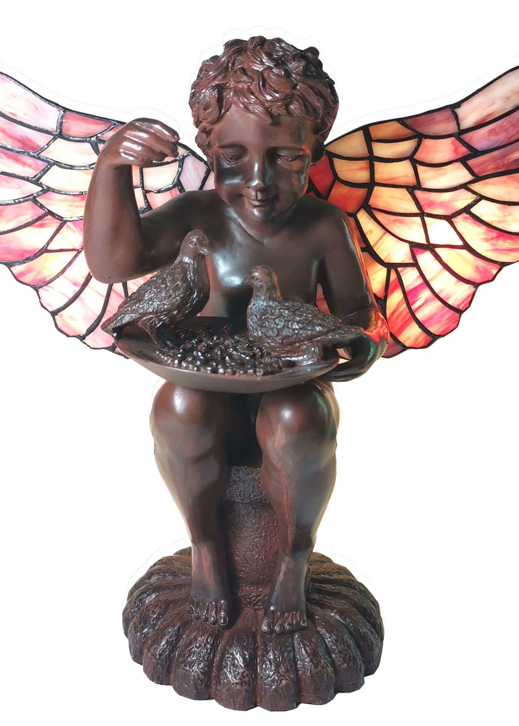 Clayre & Eef Tafellamp Tiffany engel 33*21*33 cm E14/max 2*25W 5LL-6049