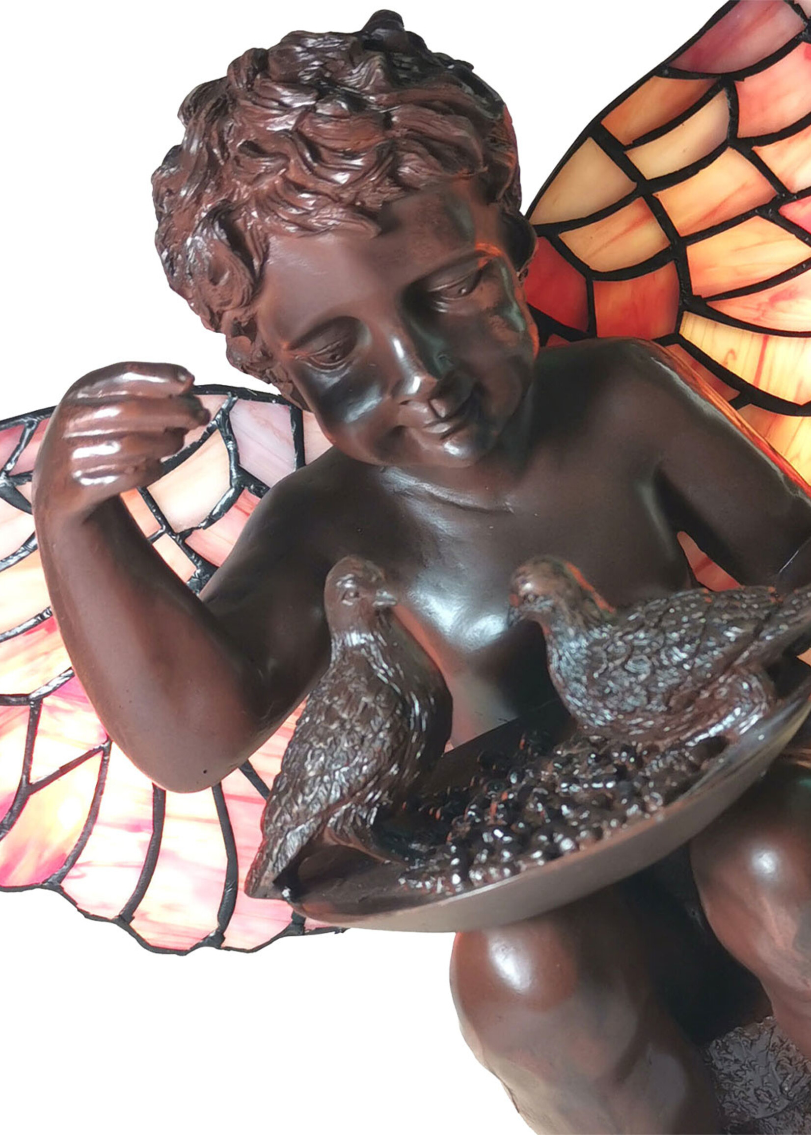 Clayre & Eef Lampe de table Tiffany ange 33*21*33 cm E14/max 2*25W 5LL-6049