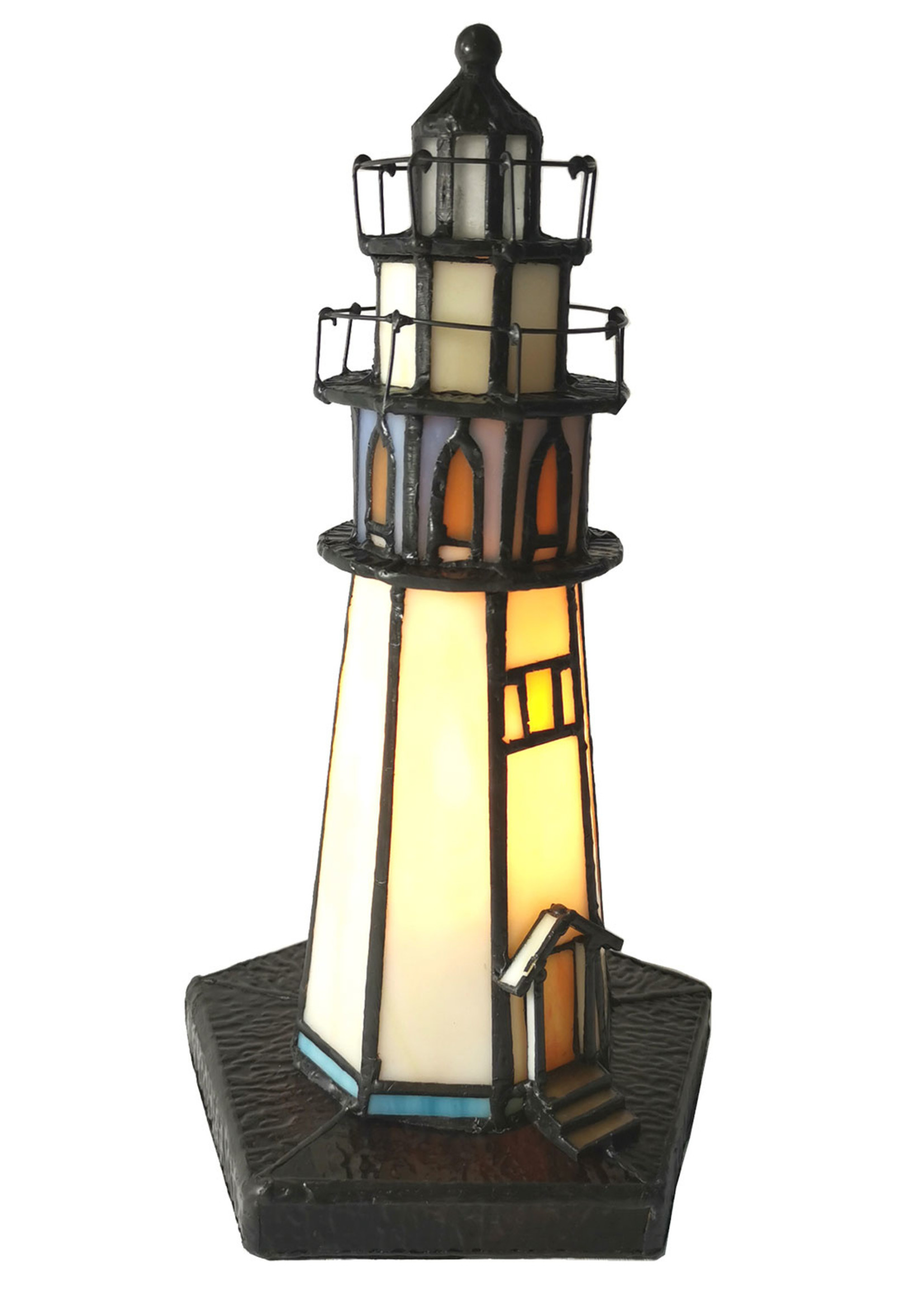 Clayre & Eef Lampe de table Tiffany phare Ø 12*28 cm E14/max 1*25W 5LL-6053