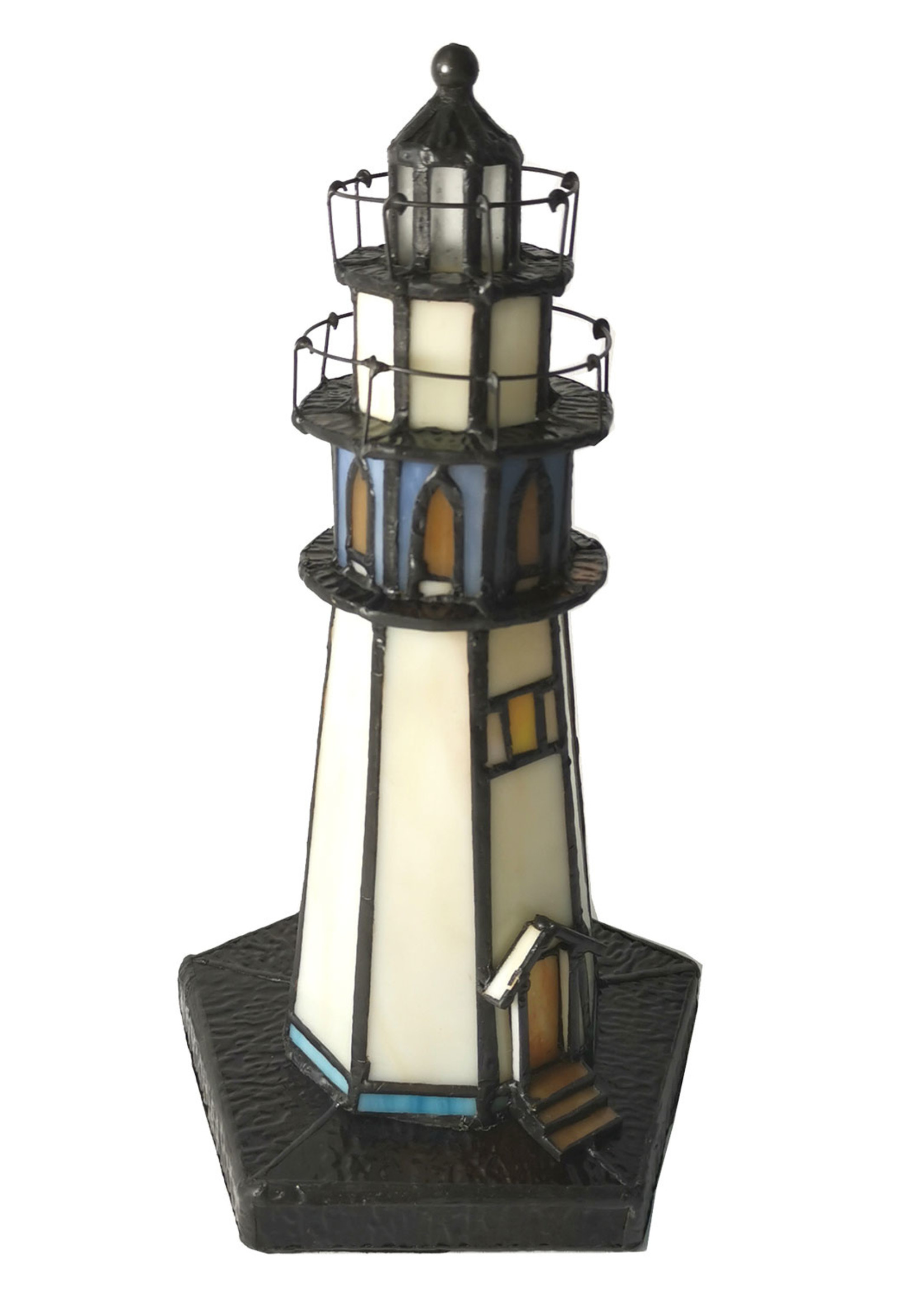 Clayre & Eef Lampe de table Tiffany phare Ø 12*28 cm E14/max 1*25W 5LL-6053