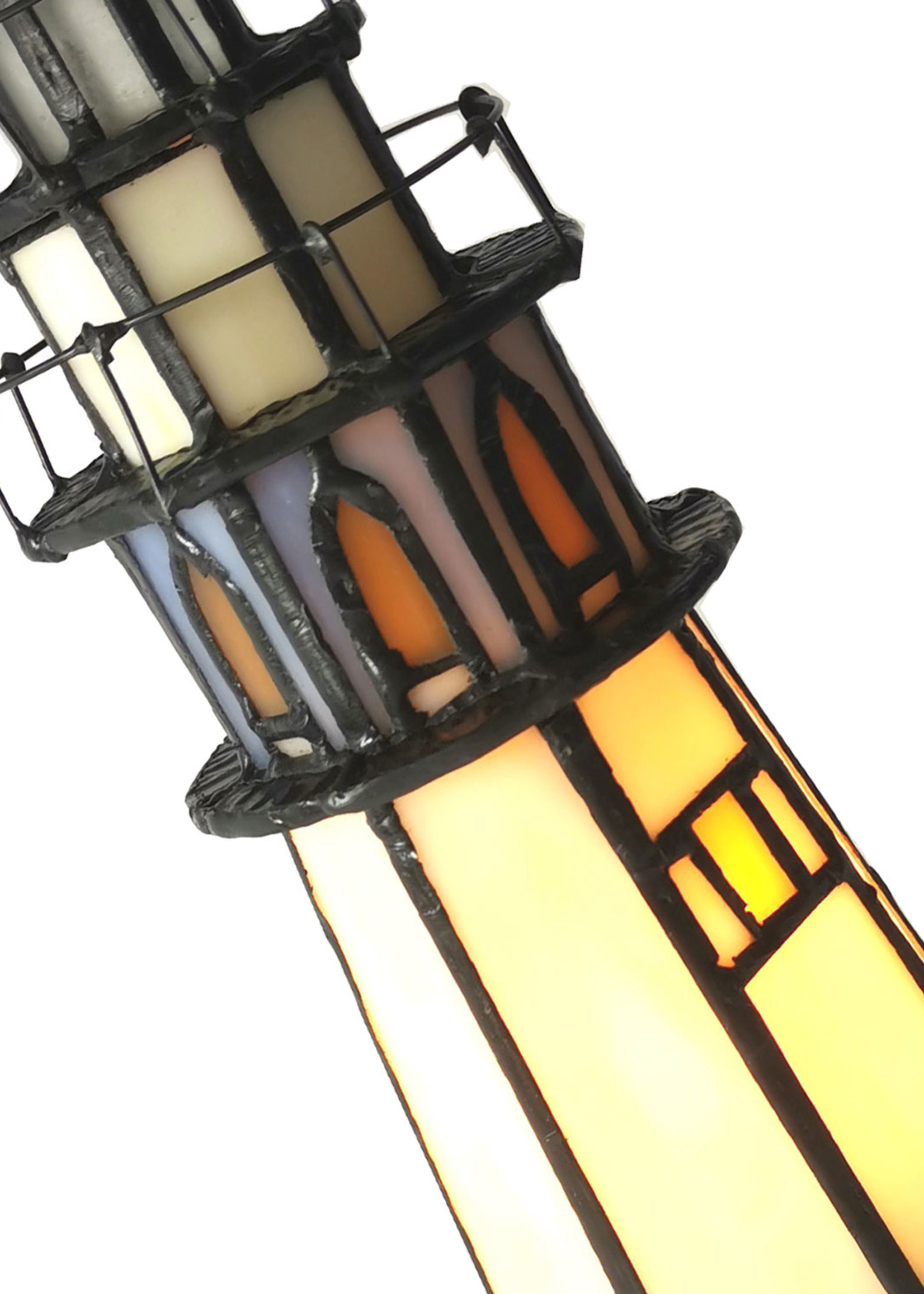 Clayre & Eef Lampe de table Tiffany phare Ø 12*28 cm E14/max 1*25W 5LL-6053