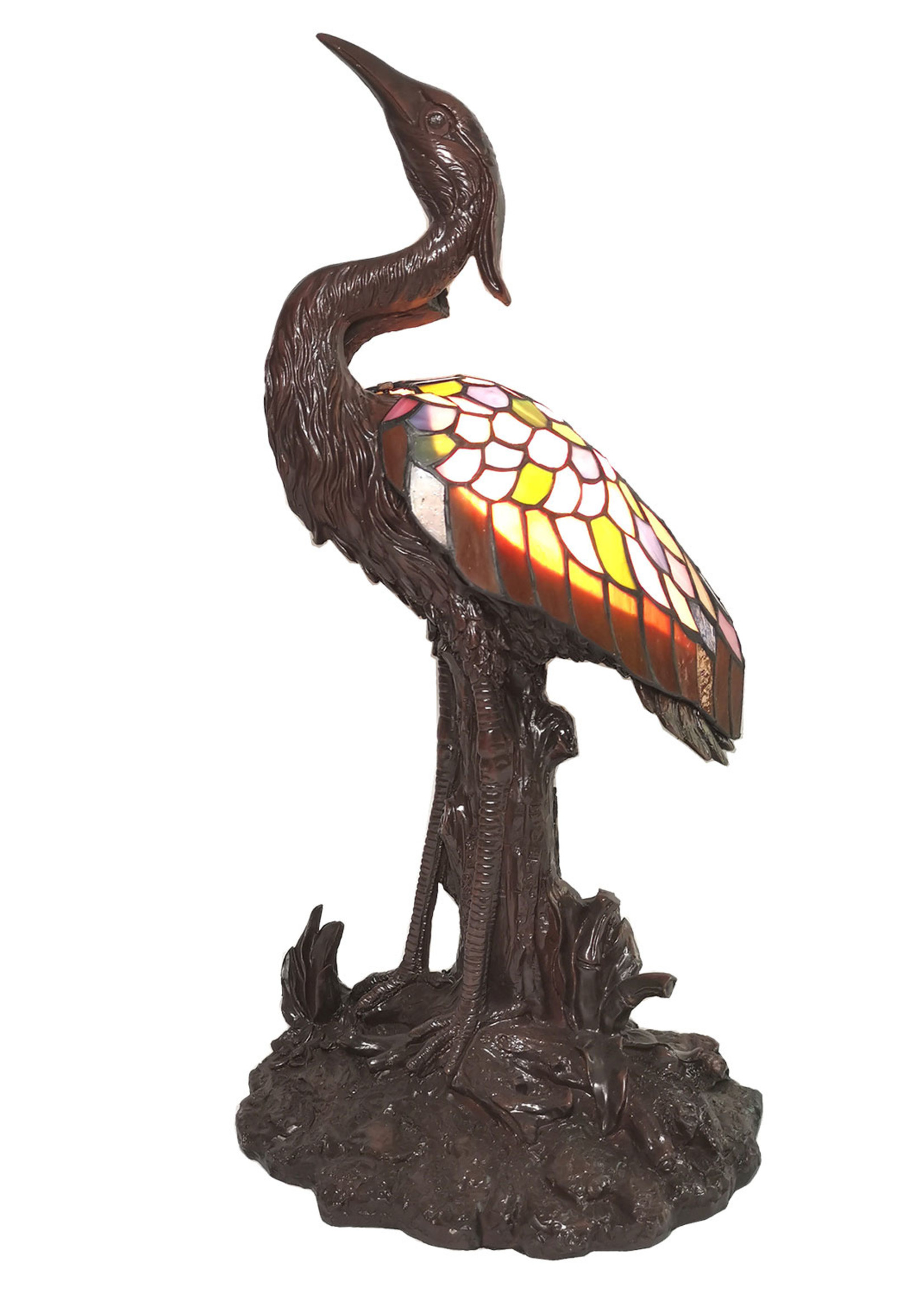 Clayre & Eef Lampe de table Tiffany oiseau 21*21*53 cm E14/max 1*25W 5LL-6064