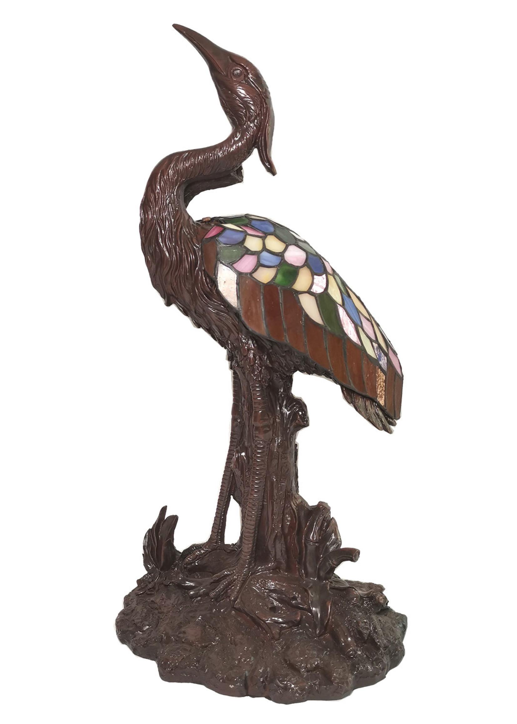 Clayre & Eef Lampe de table Tiffany oiseau 21*21*53 cm E14/max 1*25W 5LL-6064