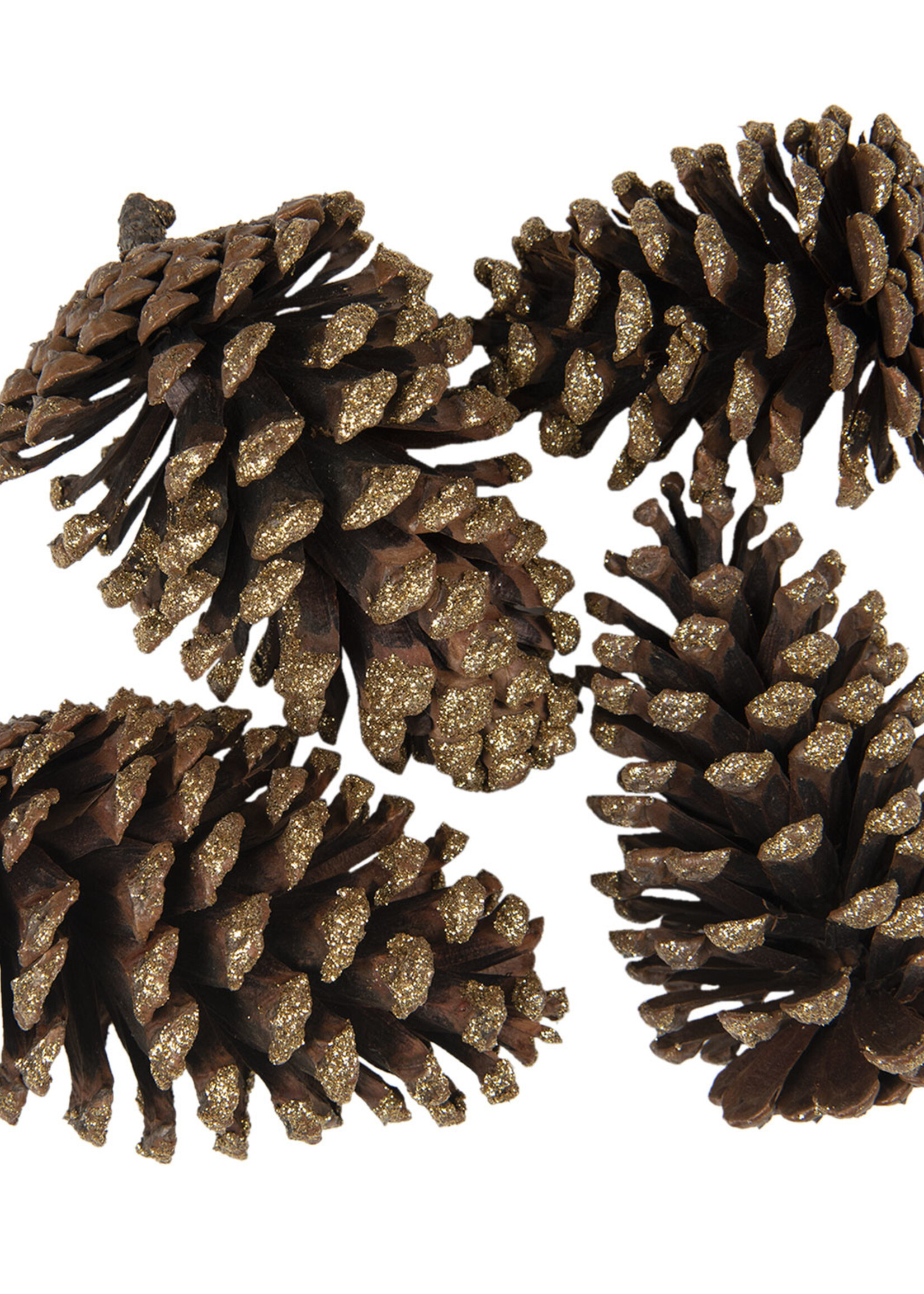 Clayre & Eef Decoratie dennenappels (4) 8/10 cm 64586