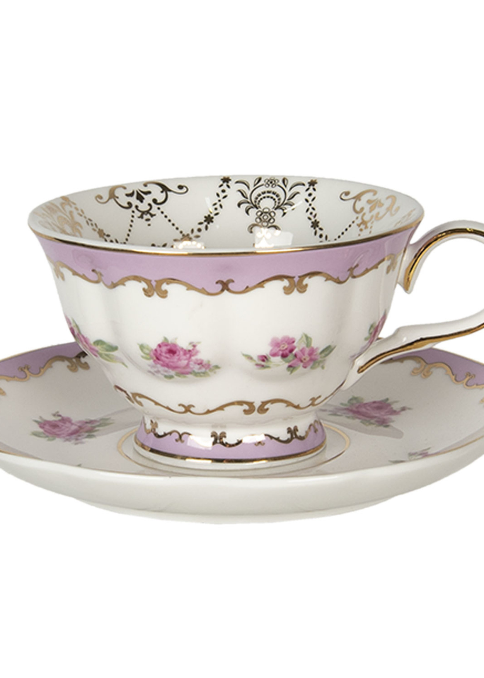 Clayre & Eef Tasse et soucoupe 13*10*6 / Ø 15*2 cm / 200 ml 6CE1131