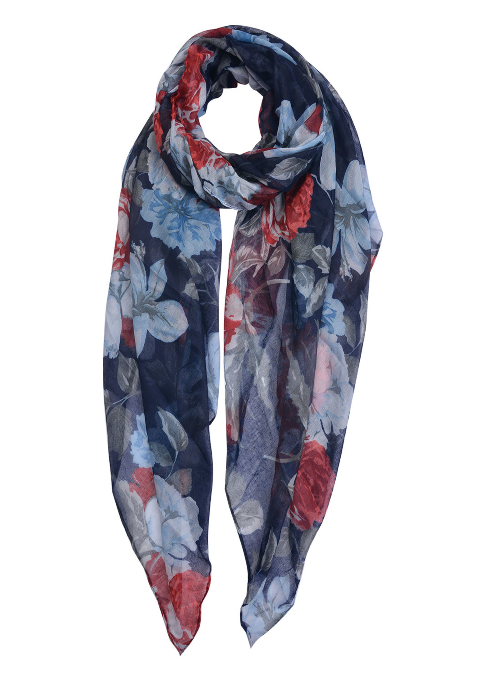 Clayre & Eef Sjaal 90*180 cm blauw MLSC0343BL