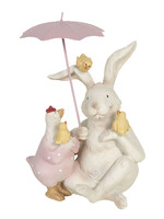 Clayre & Eef Decoratie konijn met paraplu 12*11*16 cm 6PR3190