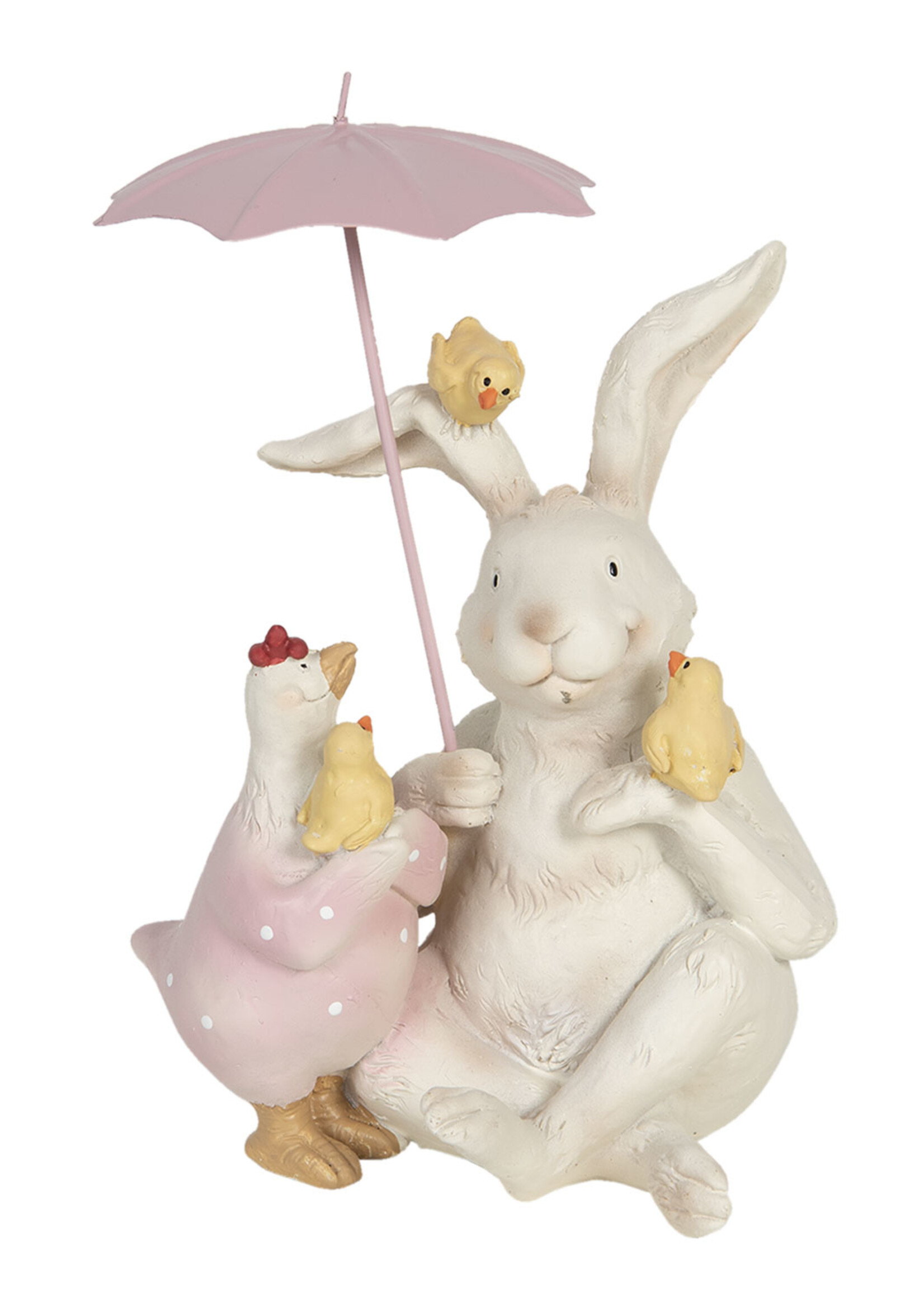 Clayre & Eef Décoration lapin avec parapluie 12*11*16 cm 6PR3190