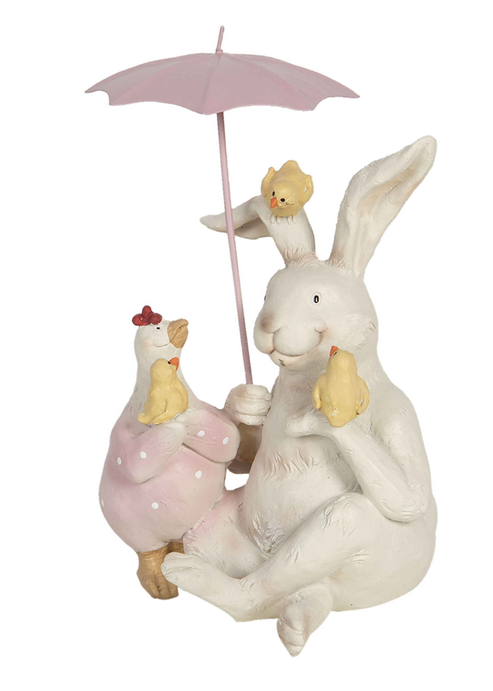 Clayre & Eef Decoratie konijn met paraplu 12*11*16 cm 6PR3190