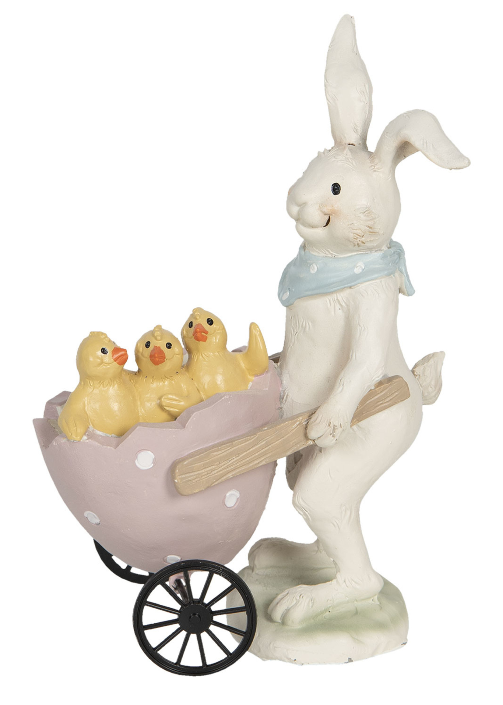 Clayre & Eef Decoratie konijn met kar 11*6*15 cm 6PR3193